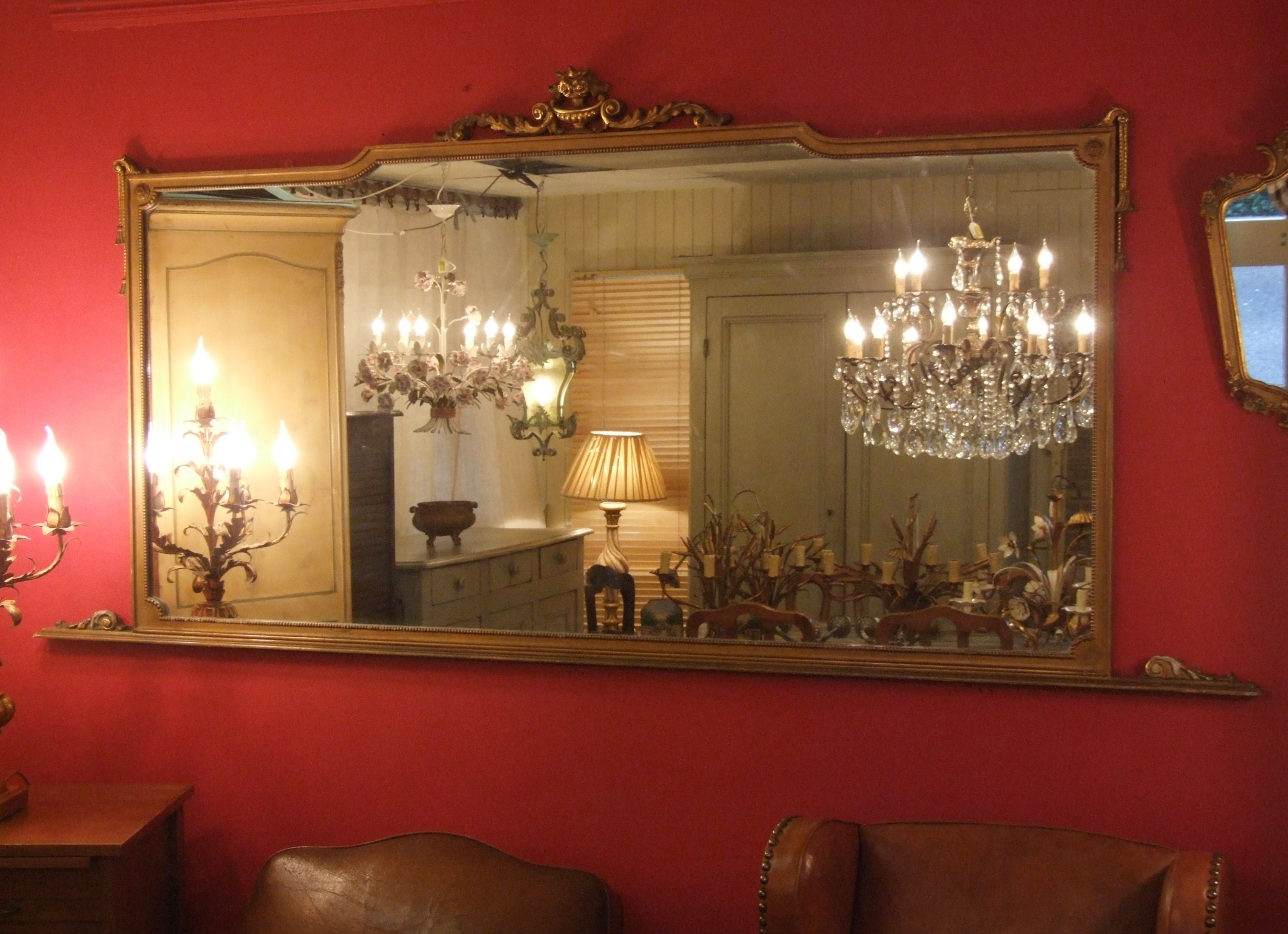 P094s Large Elegant Vintage Italian Gilded Landscape Mirror Regarding Large Landscape Mirrors (Photo 2 of 15)