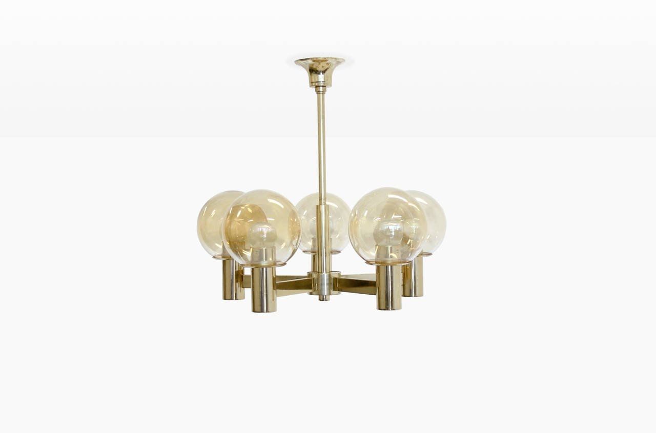 Pair Of Brass Chandeliers Hvik Lys At 1stdibs Pertaining To Brass Chandeliers (View 11 of 15)