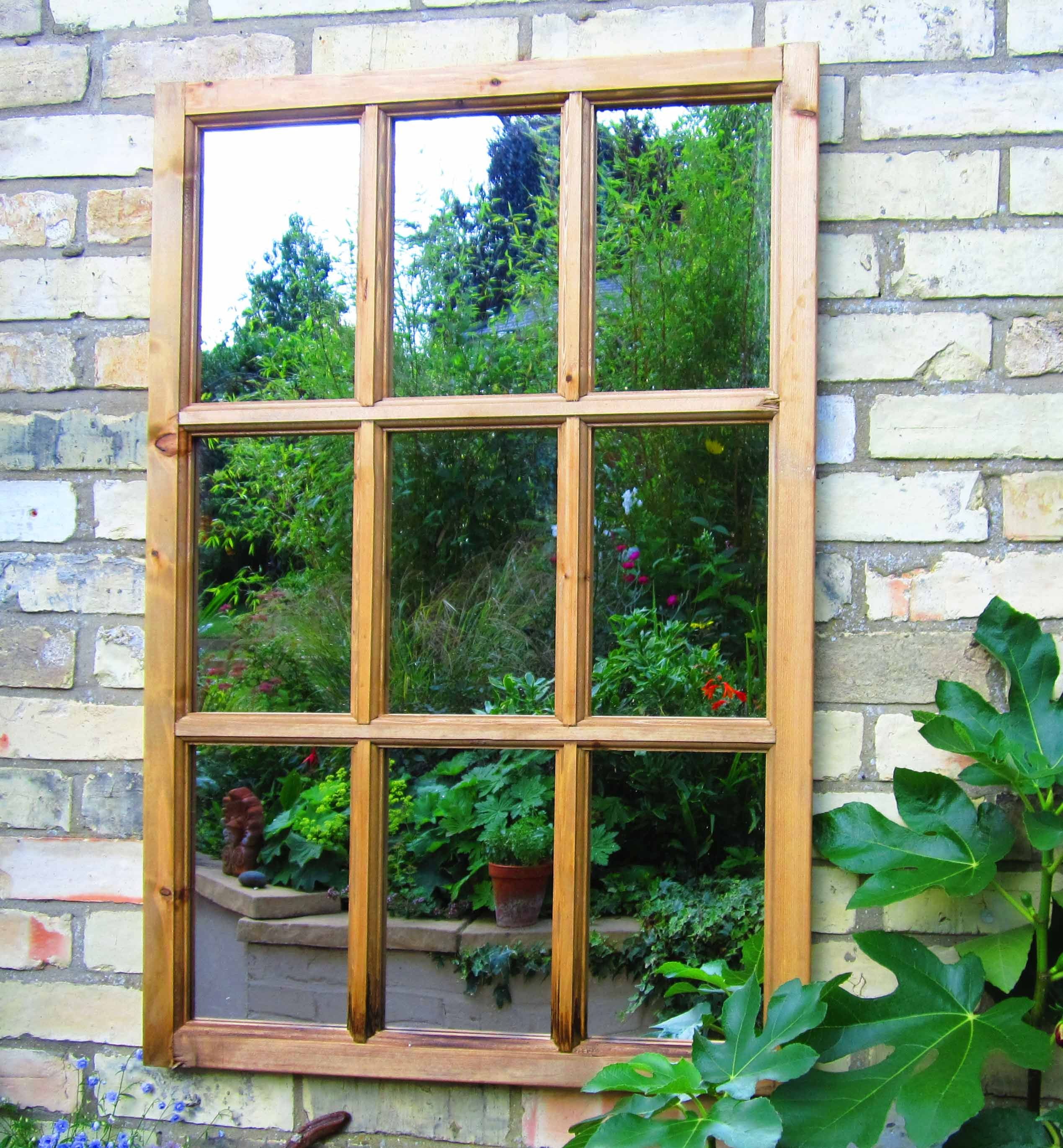 Parallax Illusion Victorian Window Outdoor Garden Mirror Gardens Throughout Garden Window Mirror (View 7 of 15)