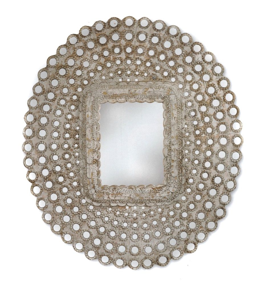 Peacock Frame Round Mirror With Antique White Finish Mirrors Intended For Antique Round Mirrors (Photo 15 of 15)