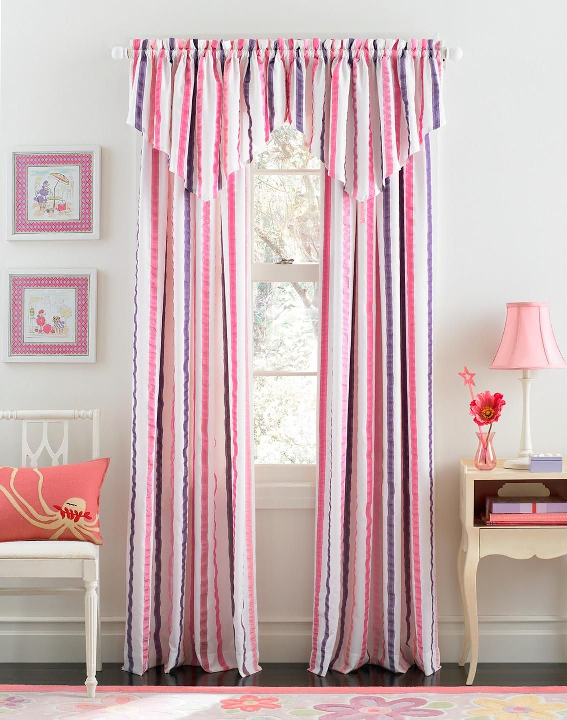 Pink Multicolor Curtains For Living Room Pink Curtains And Drapes Throughout Multi Coloured Striped Curtains (Photo 7 of 15)
