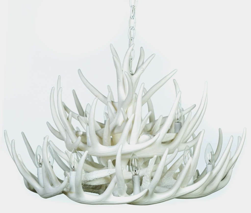 Pure White Whitetail 21 Cast Cascade Antler Chandelier For White Antler Chandelier (View 13 of 15)