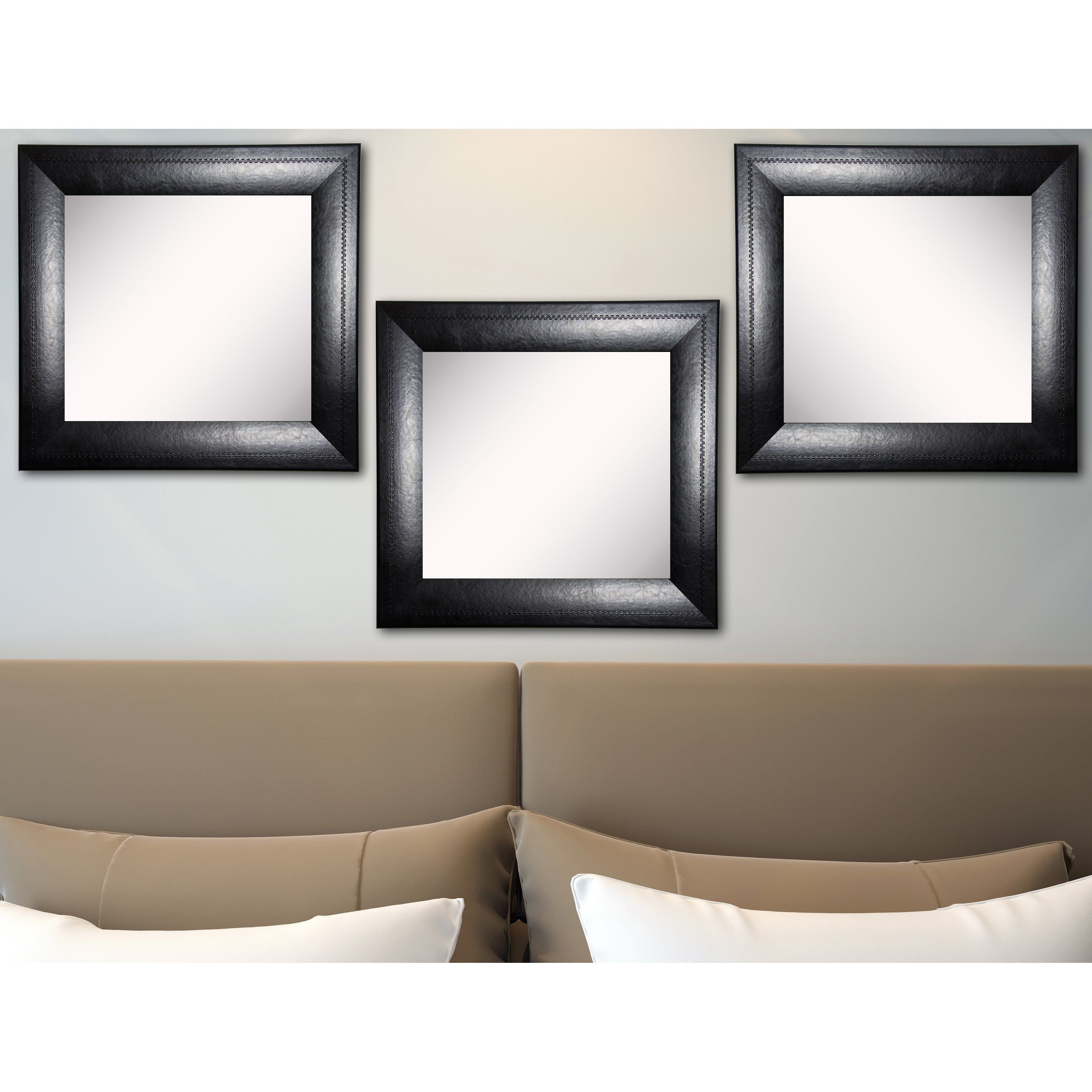 Rayne Mirrors Ava Stitched Black Leather Wall Mirror Wayfair Intended For Leather Wall Mirrors (View 5 of 15)