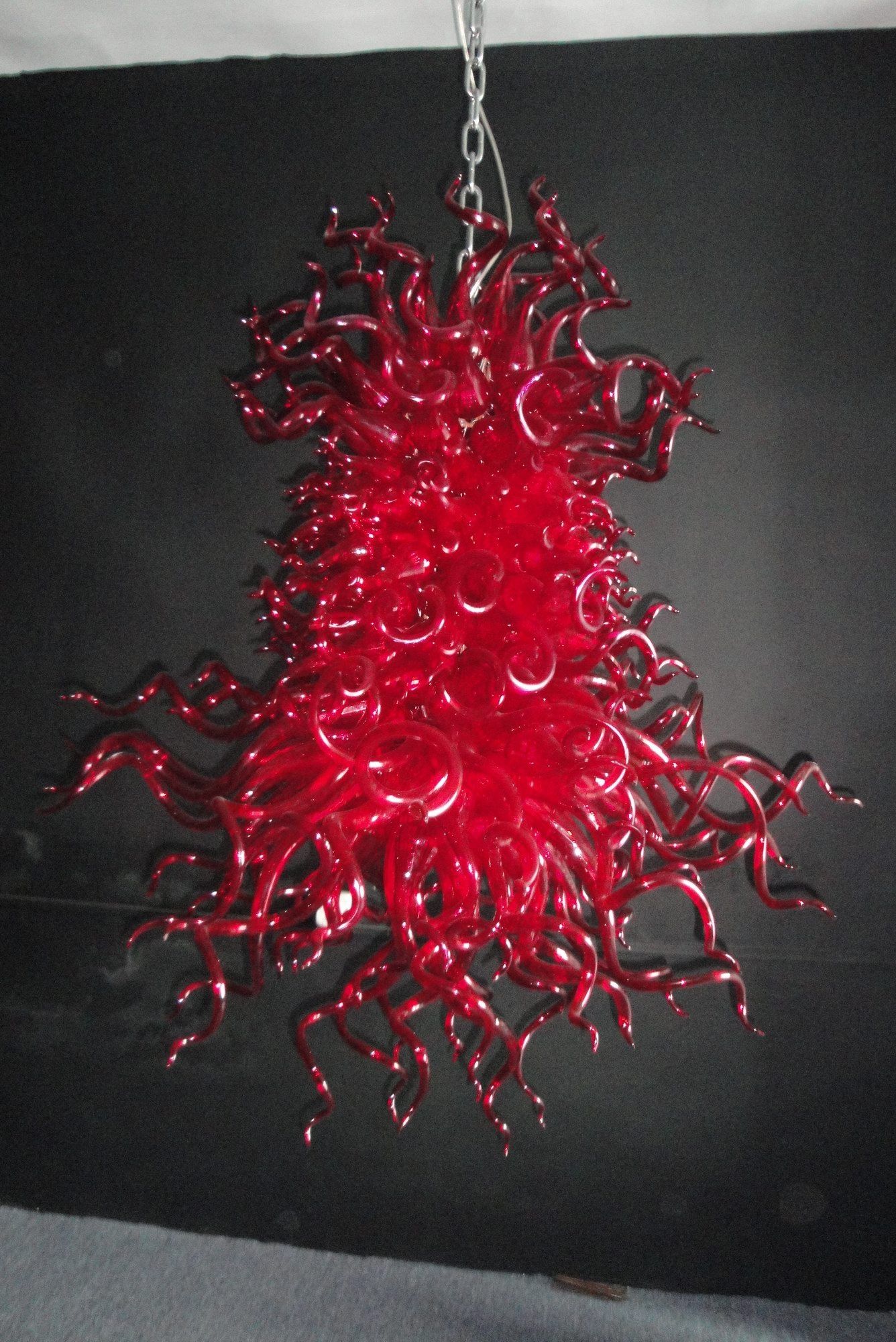 Red Blown Glass Chandelier Regarding Modern Red Chandelier (View 1 of 15)