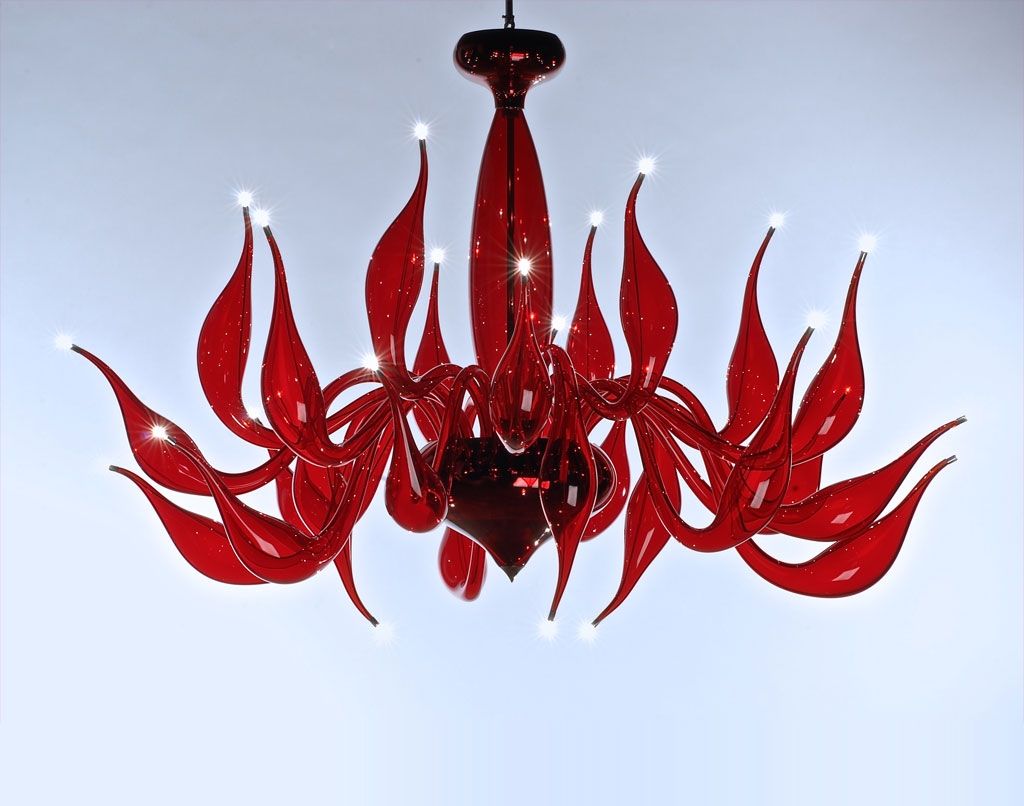 Red Chandelier Lu 4 For A Modern Interior Lighting Design With Modern Red Chandelier (View 5 of 15)