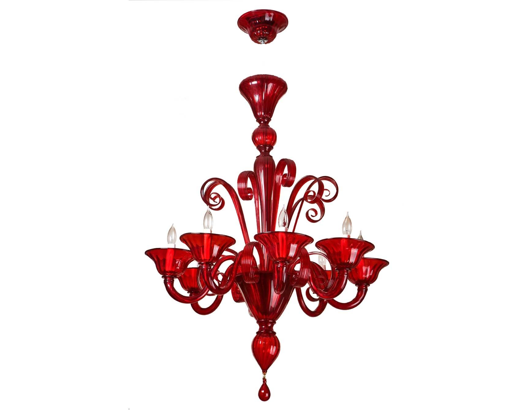 Red Murano Glass Chandelier Roselawnlutheran Inside Modern Red Chandelier (View 12 of 15)