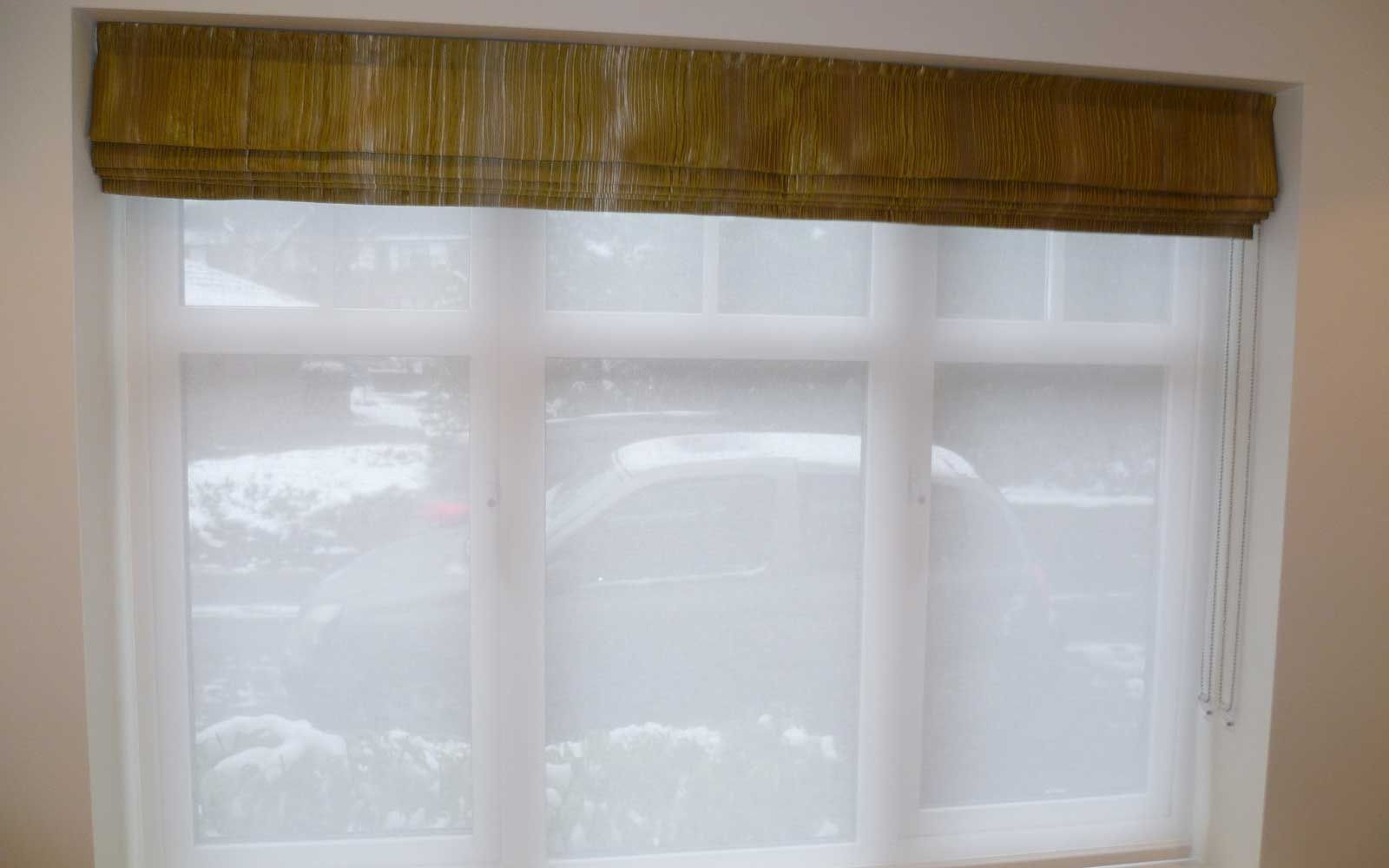 Roman Blind With Voile Roller Blind Behind Surrey Blinds Shutters For Voile Roman Blinds (Photo 7 of 15)