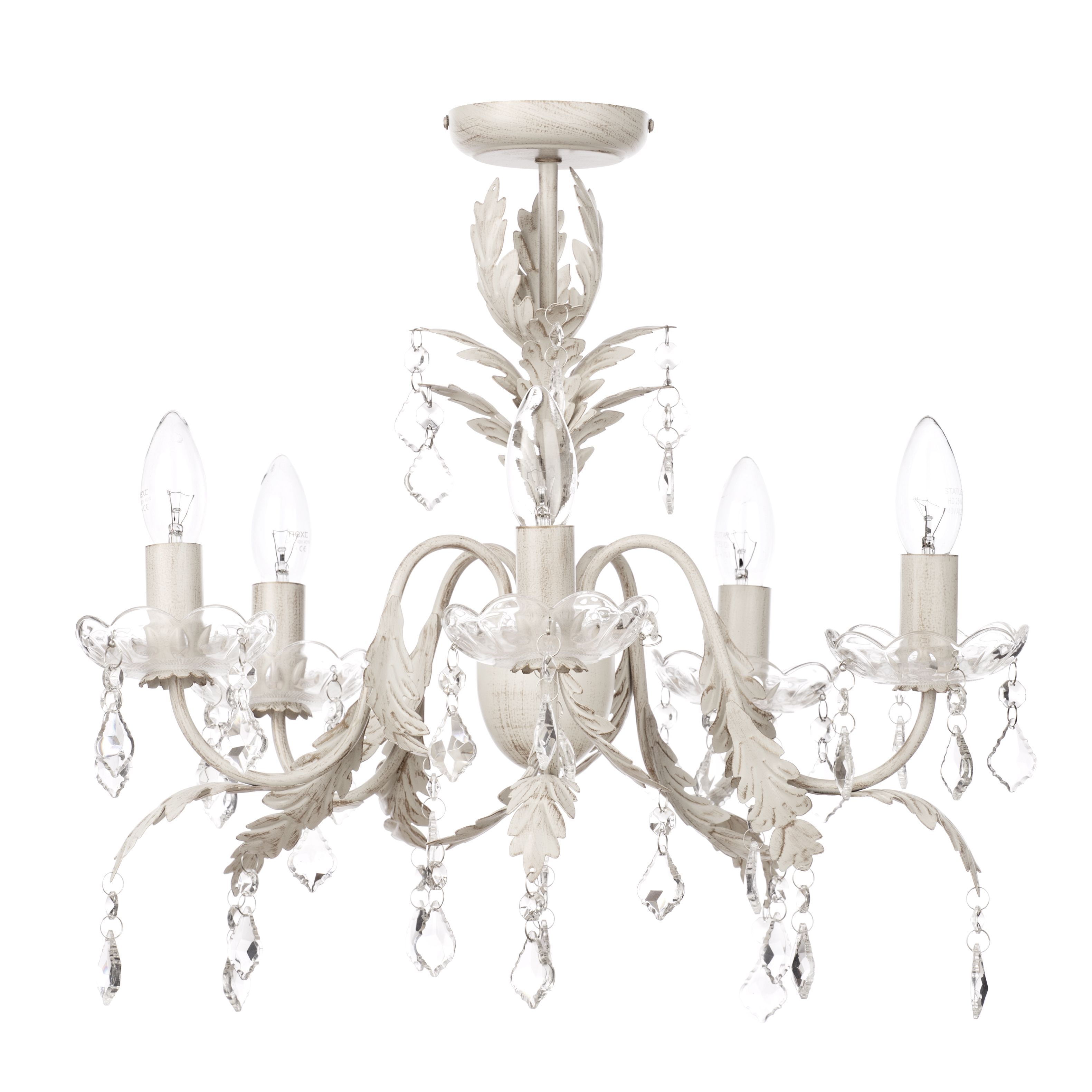 Romeo 5 Light Chandelier Cream Gold From Litecraft Intended For Cream Chandelier (View 5 of 15)