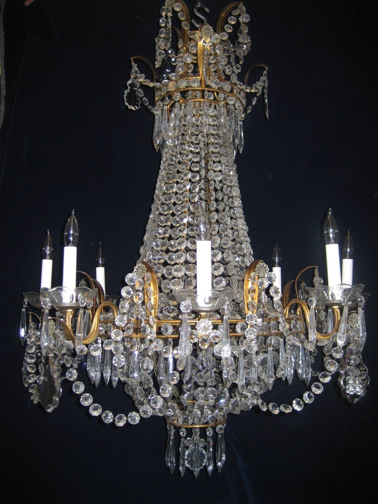 Set Of Three Antique French Louis Xvi Style Gilt And Crystal With Regard To French Crystal Chandeliers (View 3 of 15)