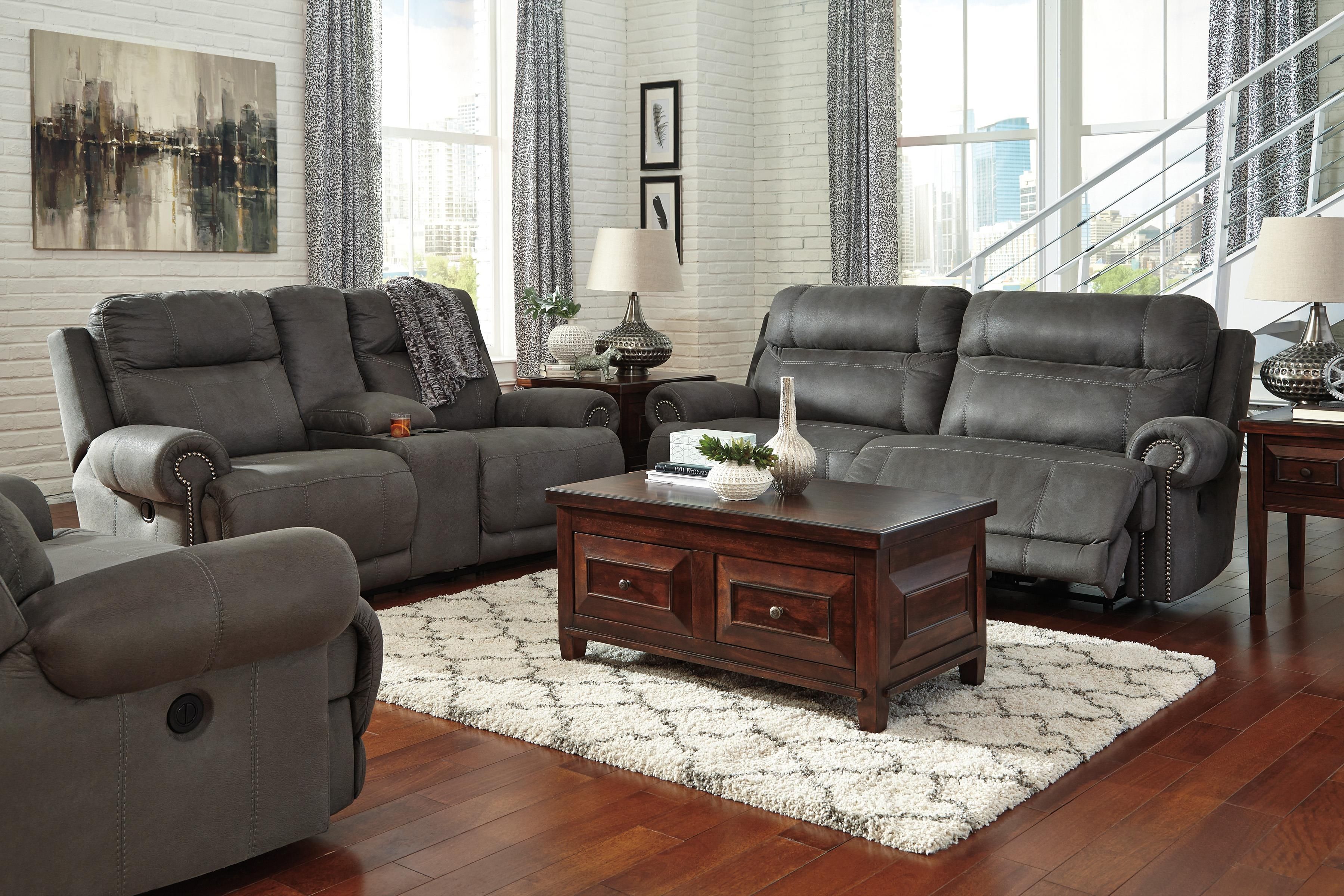 Signature Design Ashley Austere Gray 2 Seat Reclining Sofa With Regard To Ashley Furniture Gray Sofa (View 4 of 15)