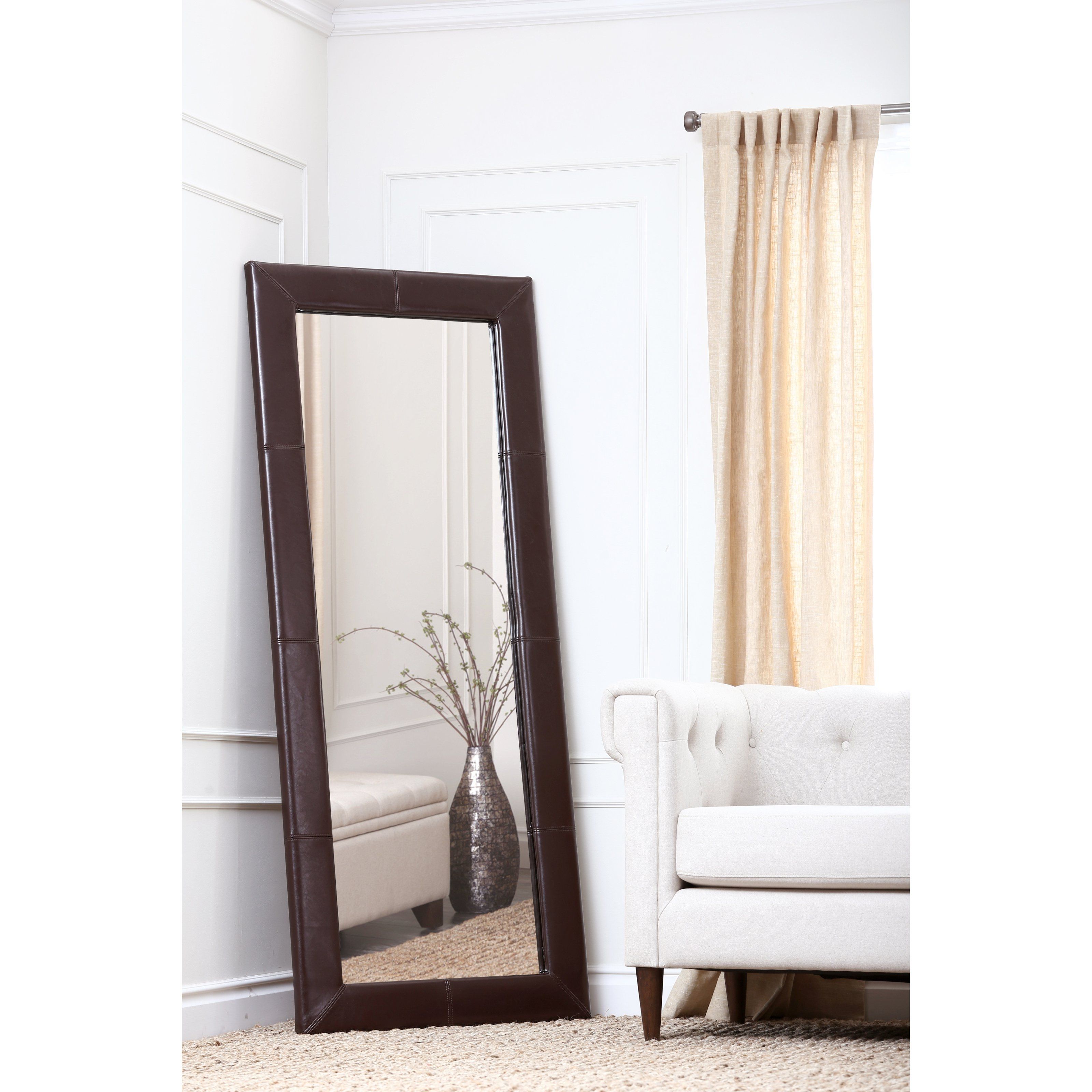 Silver Leaning Floor Mirror Harpsoundsco With Large Leather Mirror (View 2 of 15)
