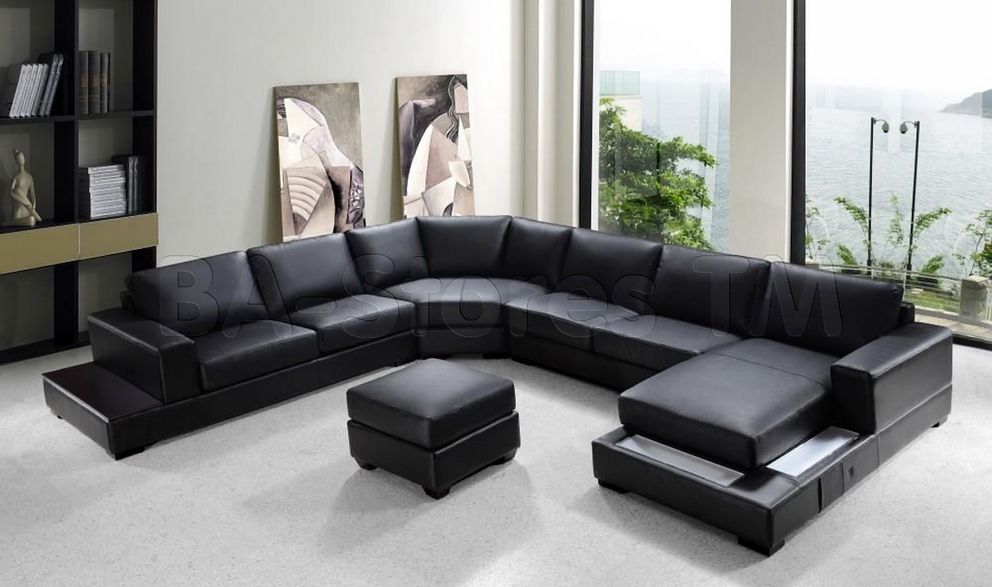 baxton studio dobson leather modern sectional sofa