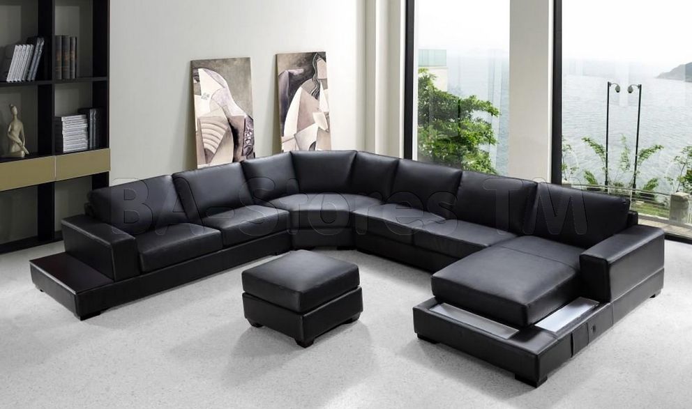 baxton studio dobson black leather modern sectional sofa