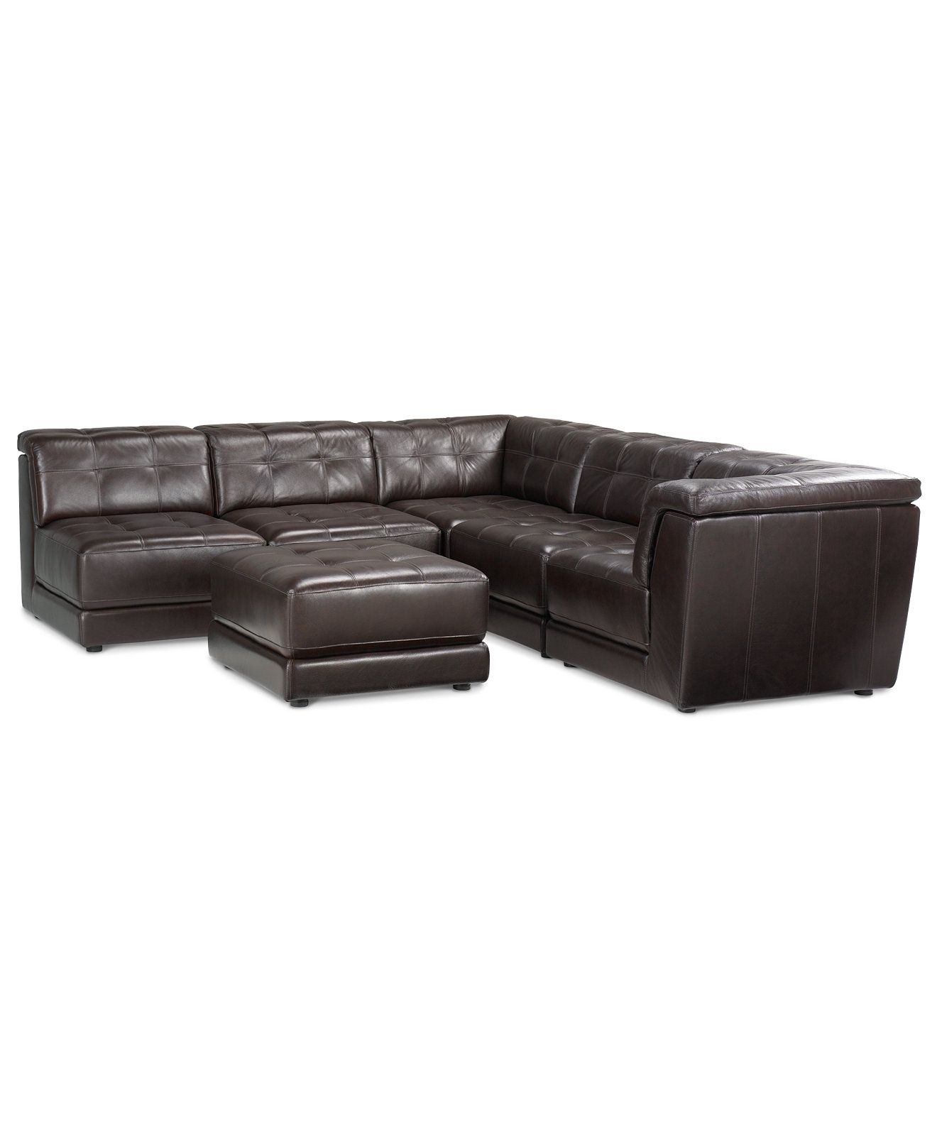 Stacey Leather 6 Piece Modular Sectional Sofa 3 Armless Chairs 2 Pertaining To 6 Piece Leather Sectional Sofa (View 8 of 15)