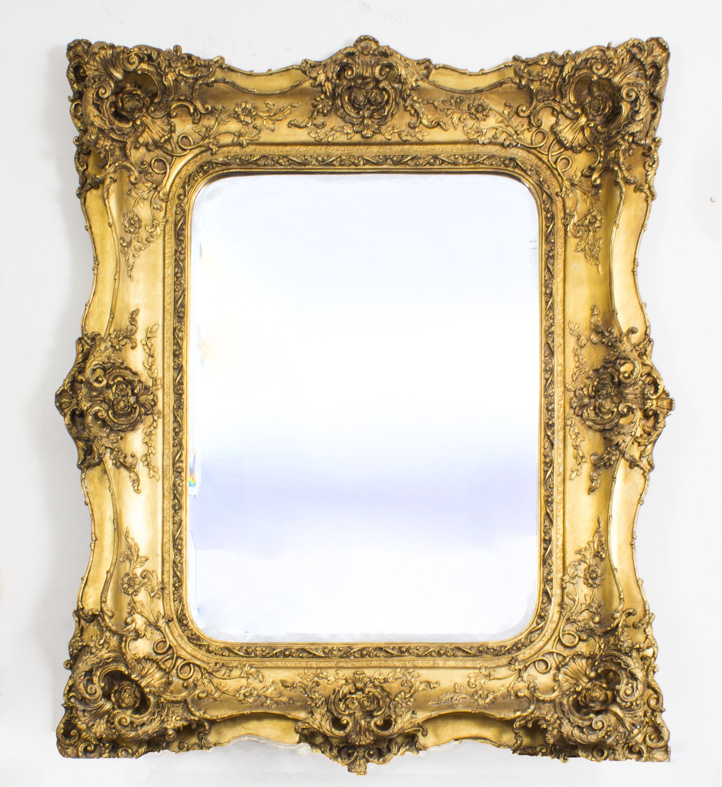 Stunning Large Ornate Italian Gilded Mirror 122 X 101 Cm Pertaining To Large Ornamental Mirrors (View 9 of 15)