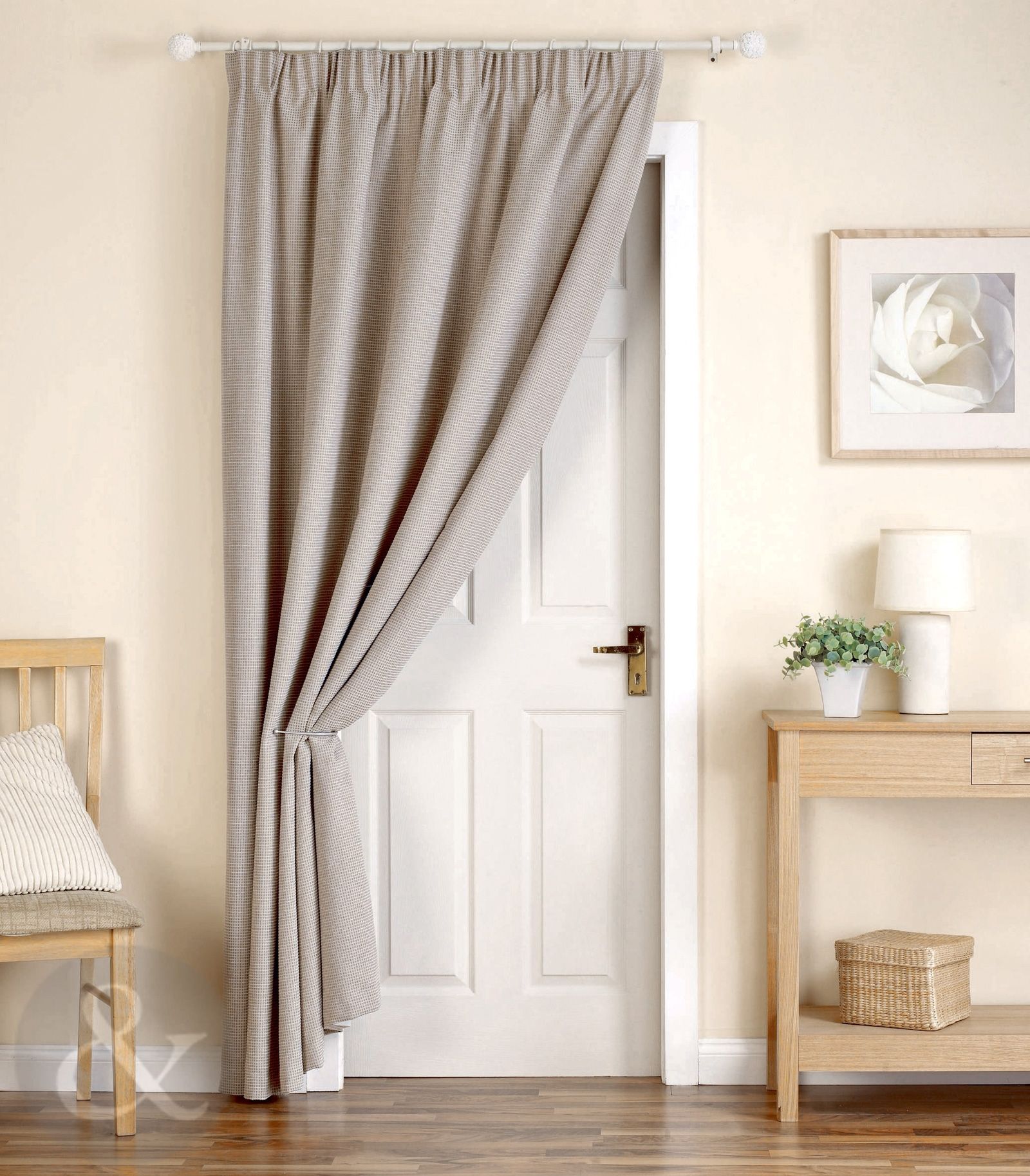 Thick Heavy Door Curtains Ready Made Thermal Lined 66 X 84 Door Pertaining To White Thick Curtains (View 6 of 15)