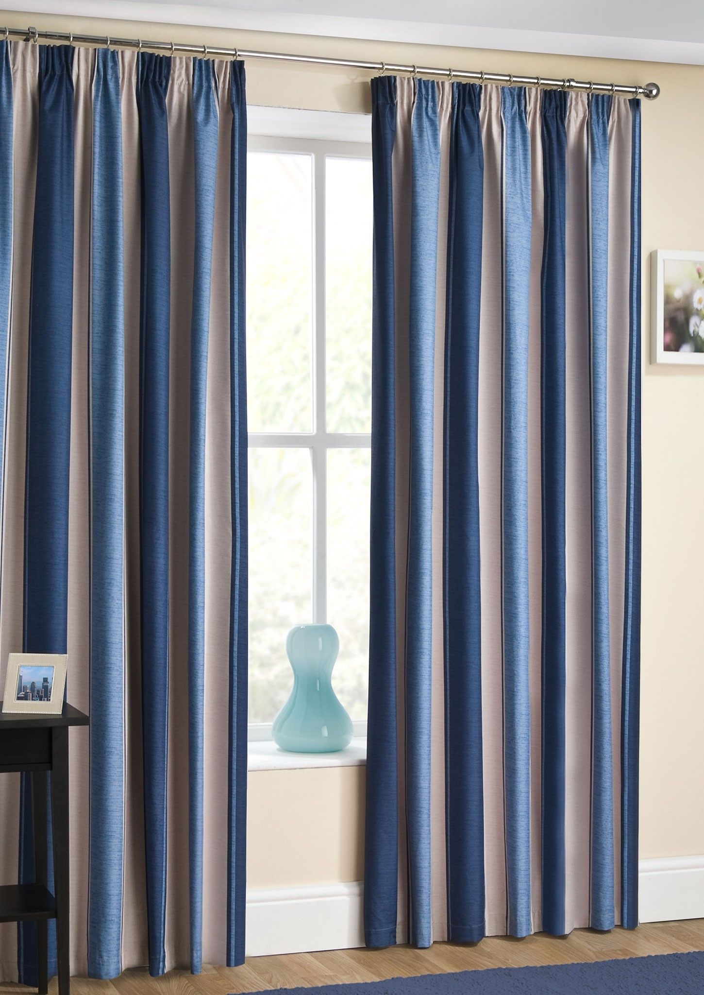 Twilight Navy Thermal Pencil Pleat Curtains With Pencil Pleat Blackout Curtains (View 11 of 15)
