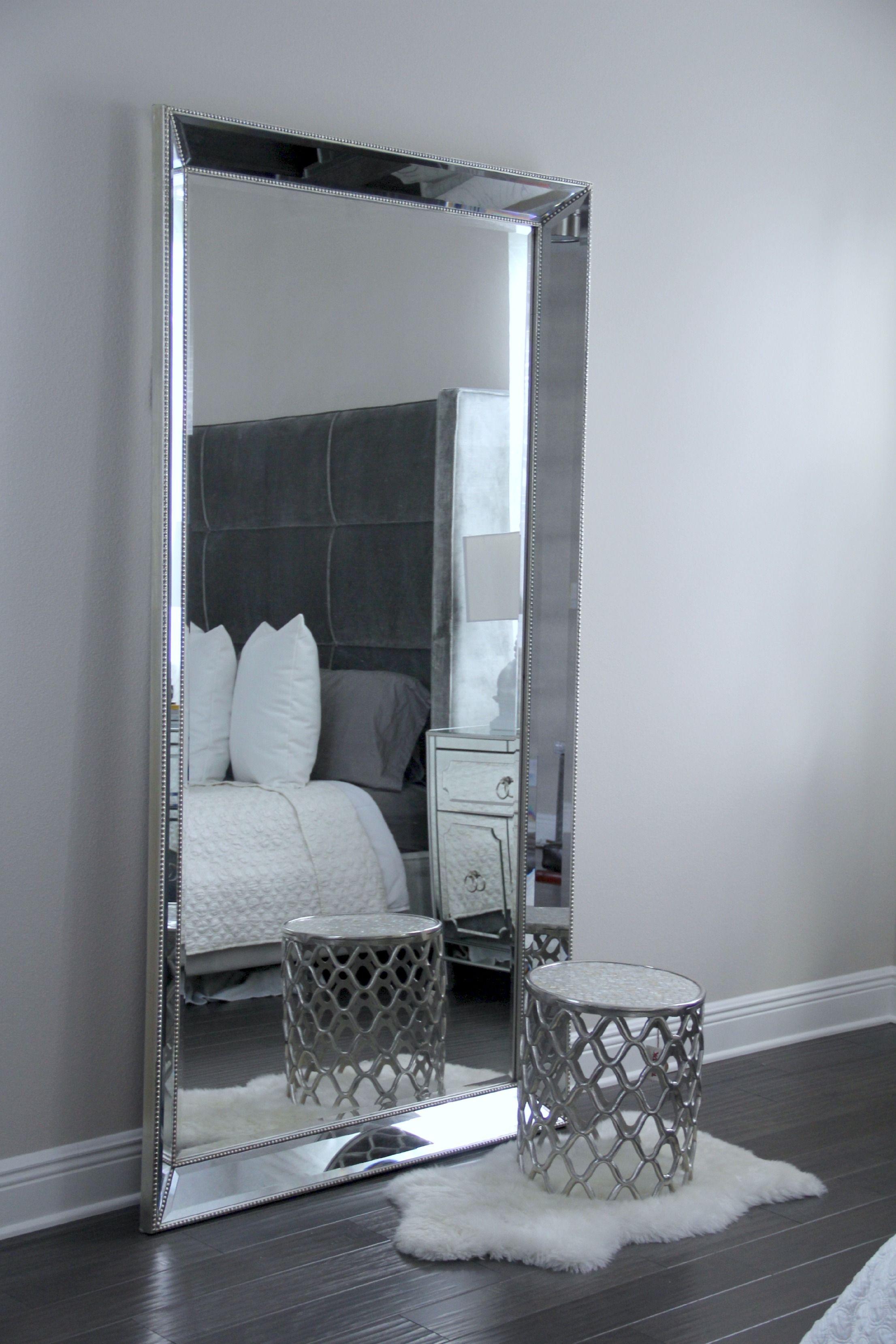 Venetian Frameless Floor Mirror Beveled Leaner 79h Modern Lines Throughout Chrome Floor Mirror (View 2 of 15)