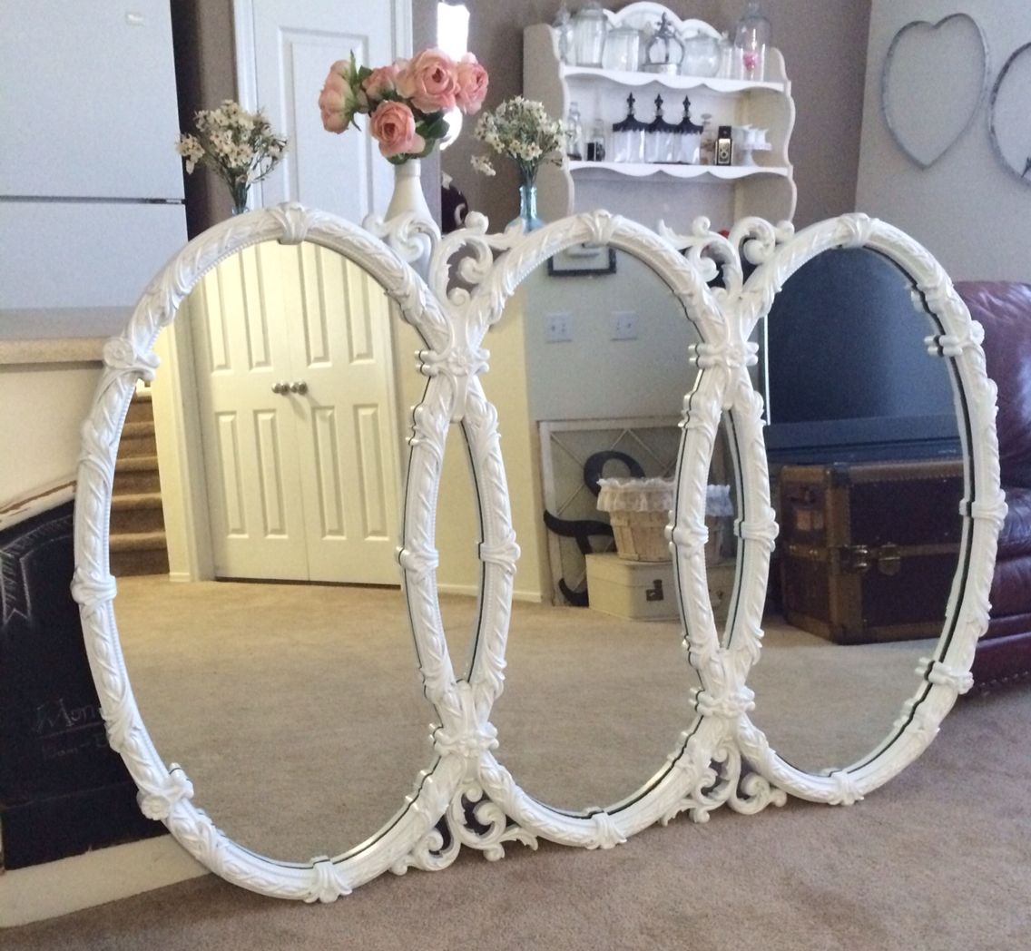 Vintage 1960s Ornate Syroco Triple Oval Mirror 66 Across In Triple Oval Mirror (View 15 of 15)