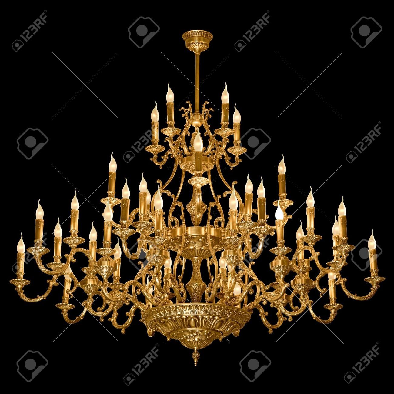 Vintage Chandelier Isolated On Black Background With Clipping With Regard To Vintage Black Chandelier (View 14 of 15)