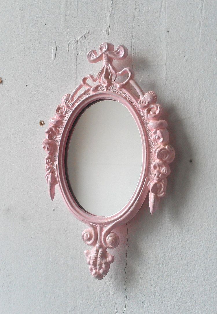 Vintage Framed Mirror In Pink Whisper Small Ornate 6 4 Inch Inside Small Ornate Mirror (View 9 of 15)
