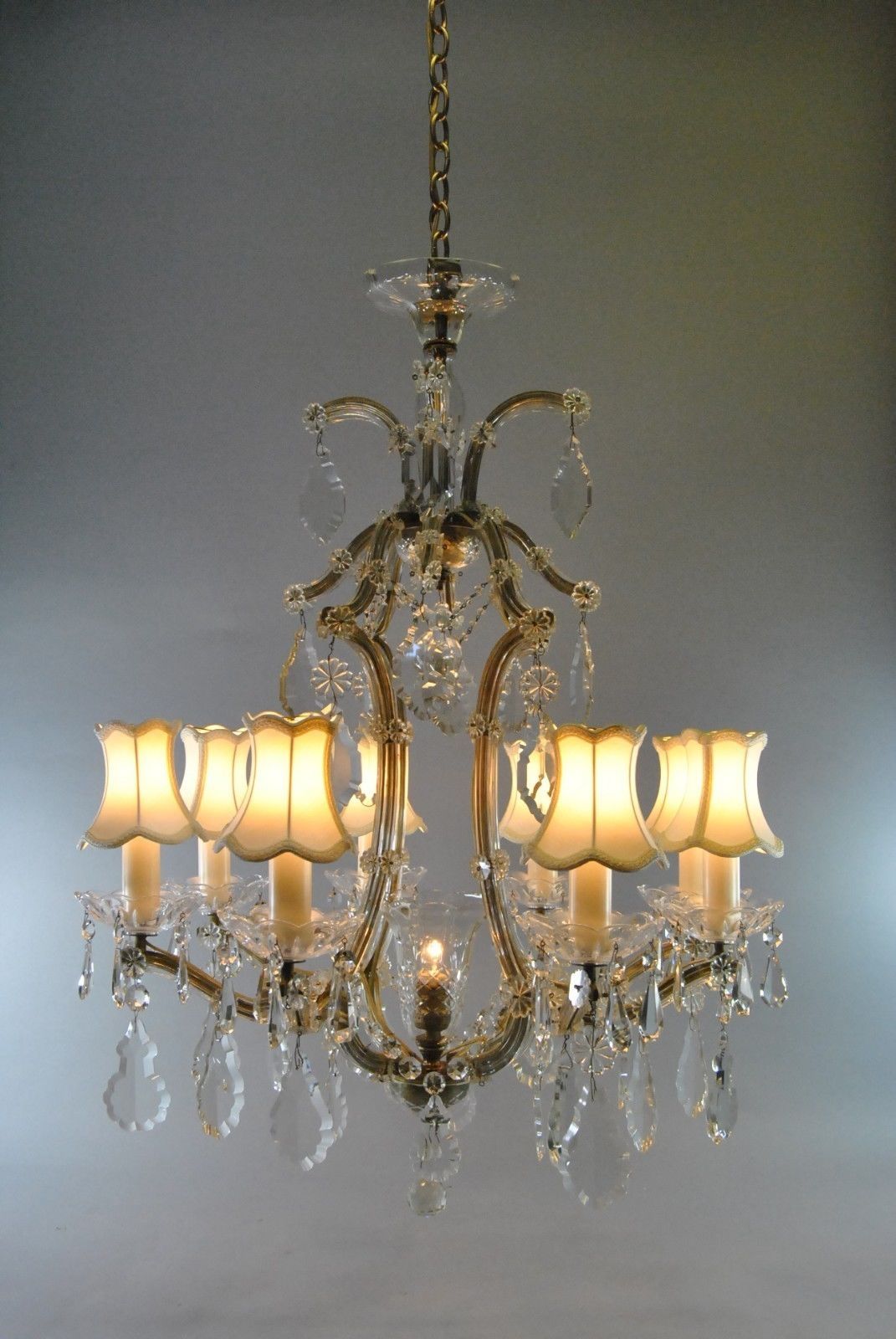 Vintage French Style 8 Arm Crystal Chandelier Lefflers Antiques Inside French Style Chandelier (View 2 of 15)