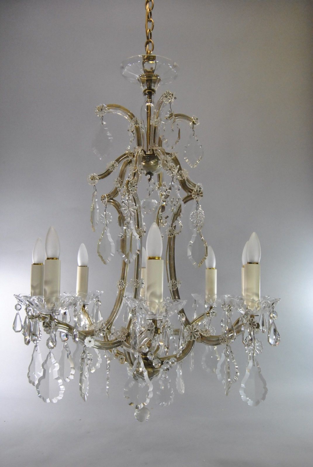 Vintage French Style 8 Arm Crystal Chandelier Lefflers Antiques With Regard To French Style Chandelier (Photo 6 of 15)