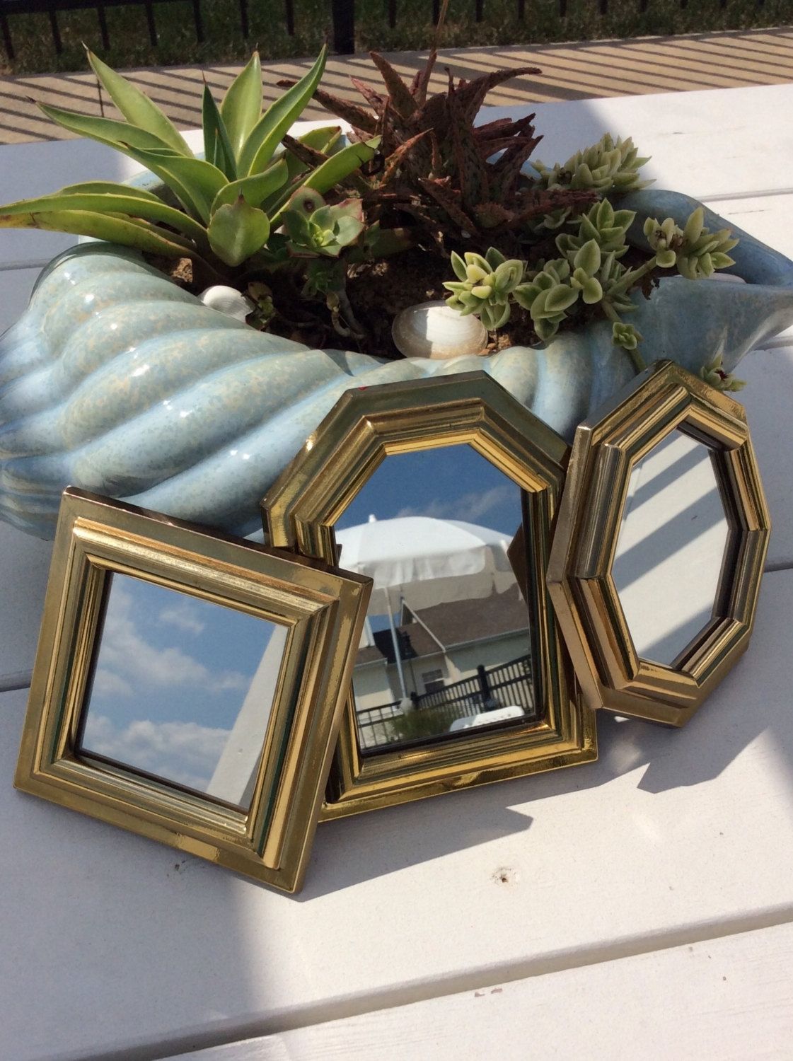 Vintage Set Of Three Burwood Syroco Gold Small Mirrors Octagon For Small Vintage Mirrors (View 5 of 15)