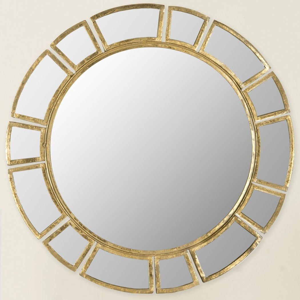 Wald Round Antique Gold Patina Sunburst Wall Mirror Reviews For Round Antique Mirrors (View 9 of 15)