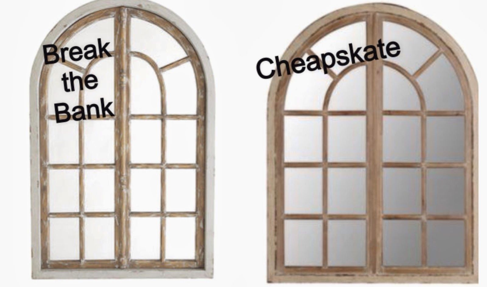 Whimsy Girl Break The Bank Vs Cheapskate Arch Window Frame Mirror Regarding Window Mirrors For Sale (View 9 of 15)