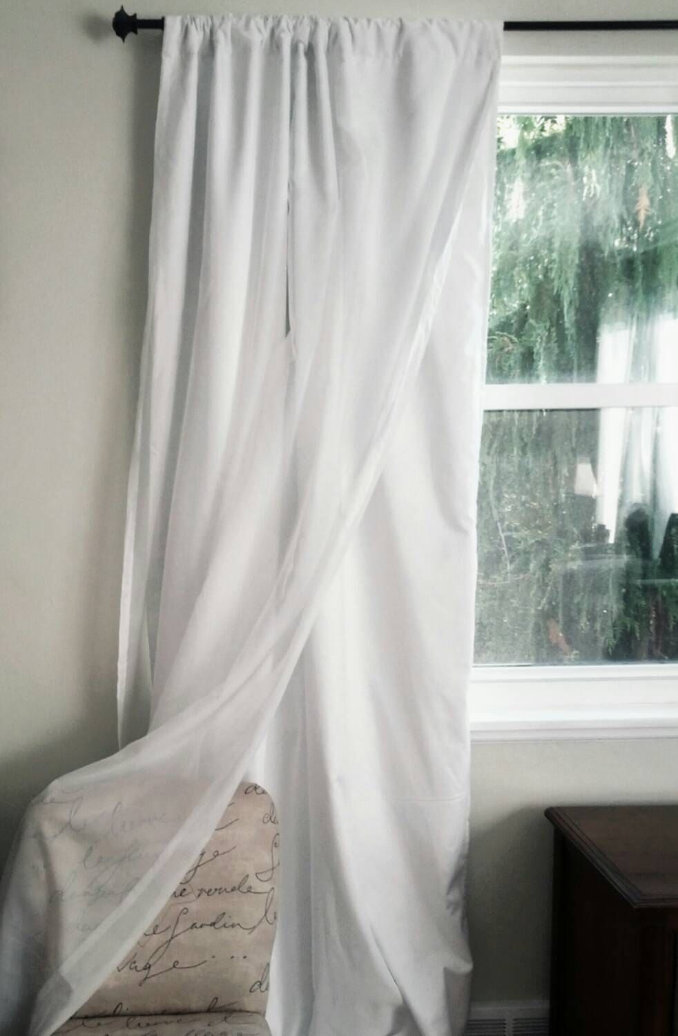 White Blackout Curtain With Voile Overlay One Panel Custom For White Opaque Curtains (Photo 6 of 15)
