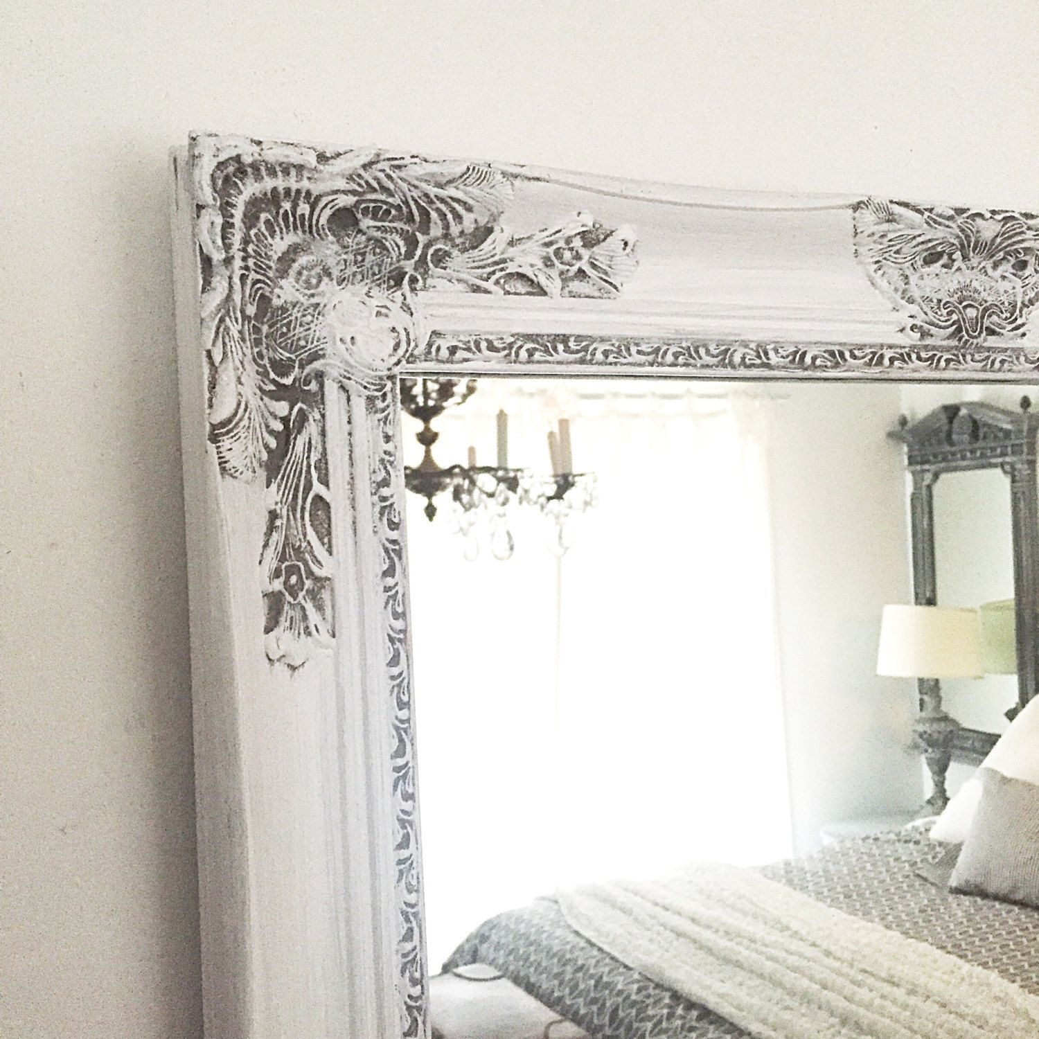 White Frame Etsy Intended For Large White Shabby Chic Mirror (View 11 of 15)