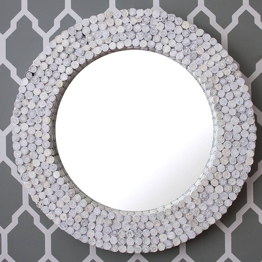 White Round Recycled Mirror Decorative Mirrors Online Throughout Unique Mirrors For Sale (View 11 of 15)