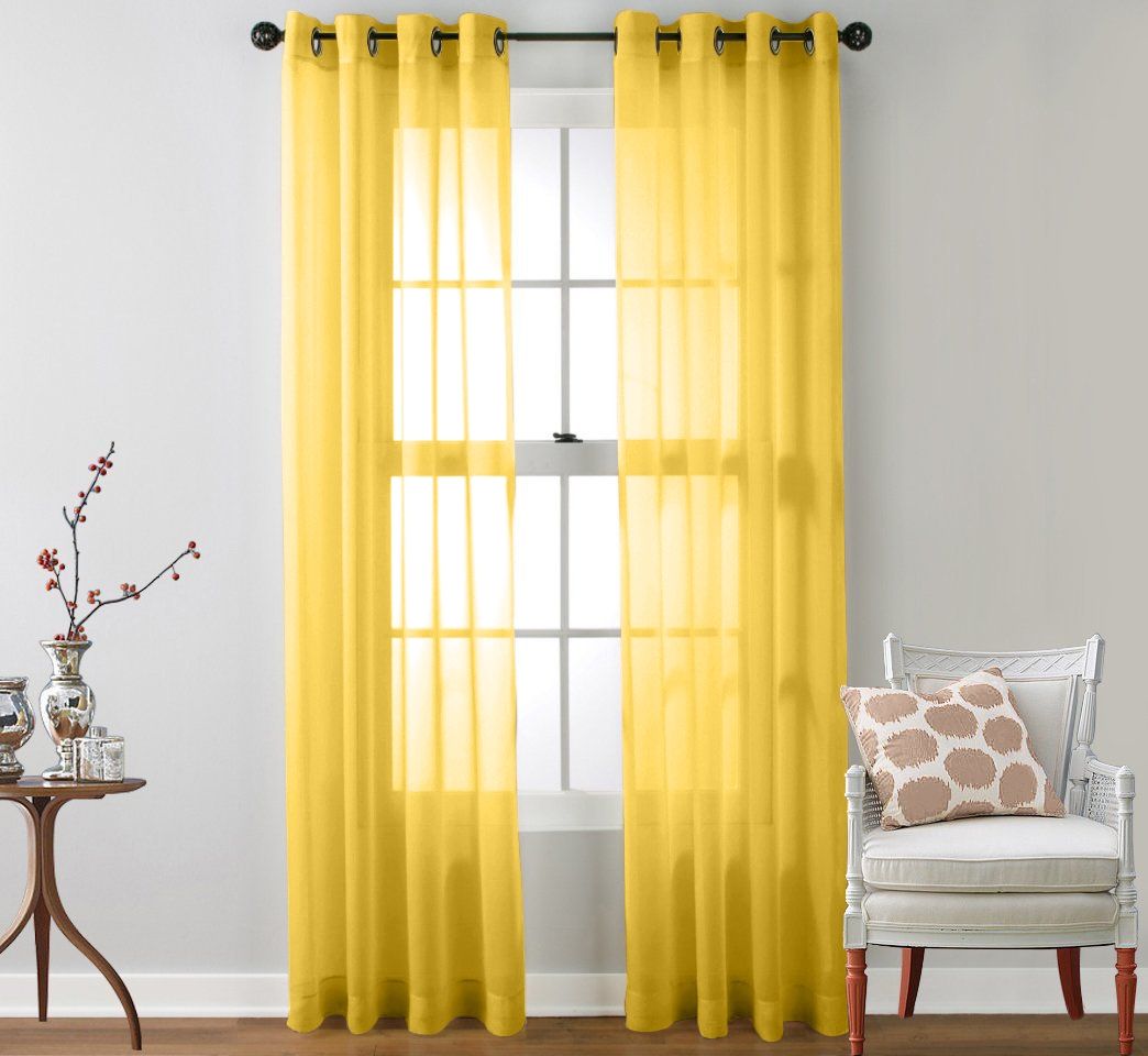 2 Piece Sheer Window Curtain Grommet Panels Ebay With Regard To Sheer Grommet Curtain Panels (View 21 of 25)