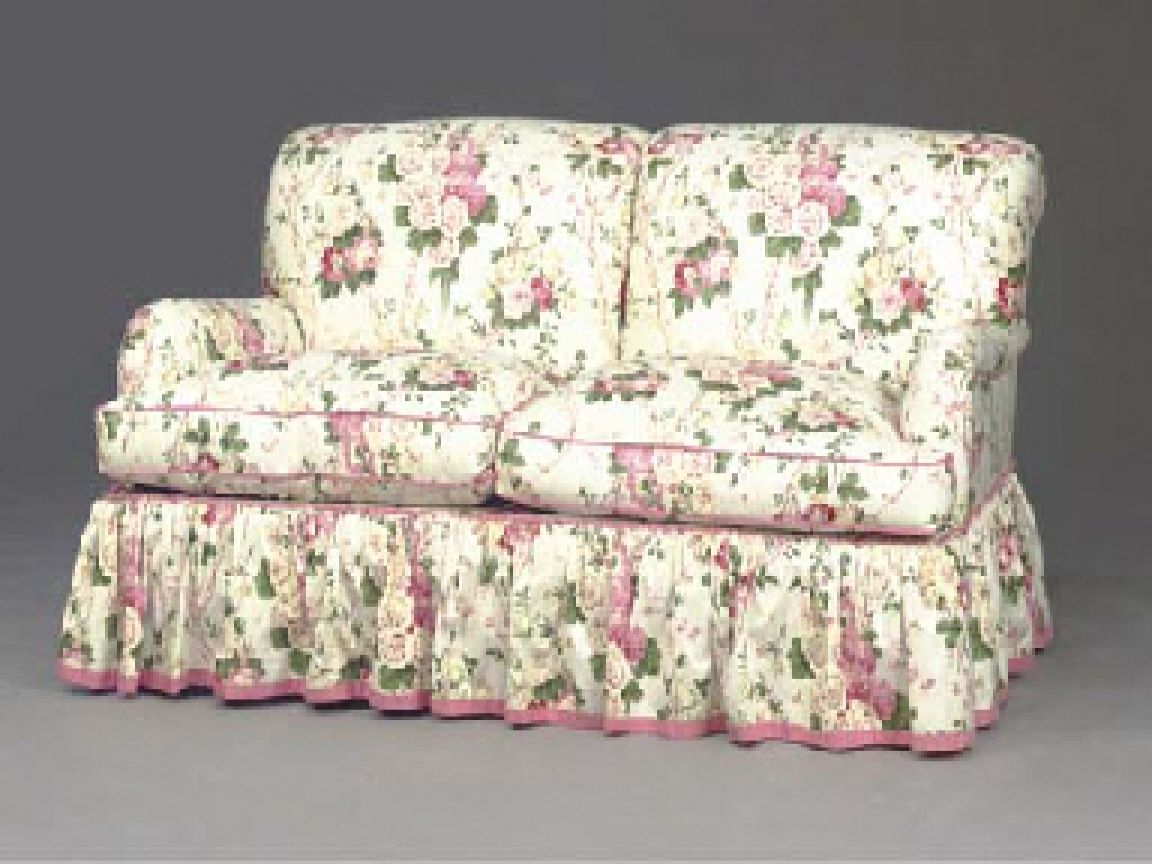 2 Small 3 Seater Sofas In Fawn Floral Fabric In Belfast City Regarding Chintz Fabric Sofas (View 1 of 15)