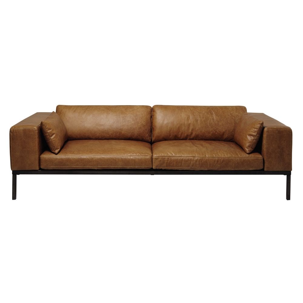 4 Seater Leather Sofa In Camel Wellington Maisons Du Monde With 4 Seat Leather Sofas (View 13 of 15)