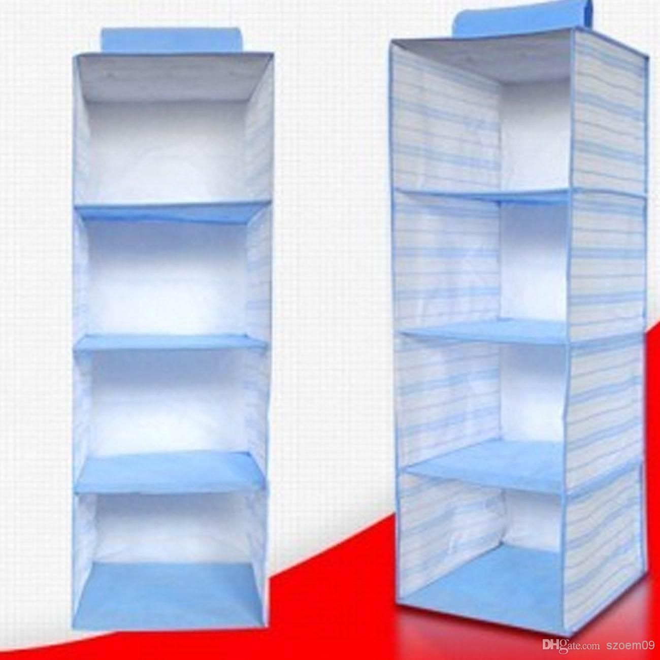 5 Pocket Hanging Organizer Folding Tier Clothes Shoes Shelf Rack Intended For Hanging Wardrobe Shelves (View 14 of 25)