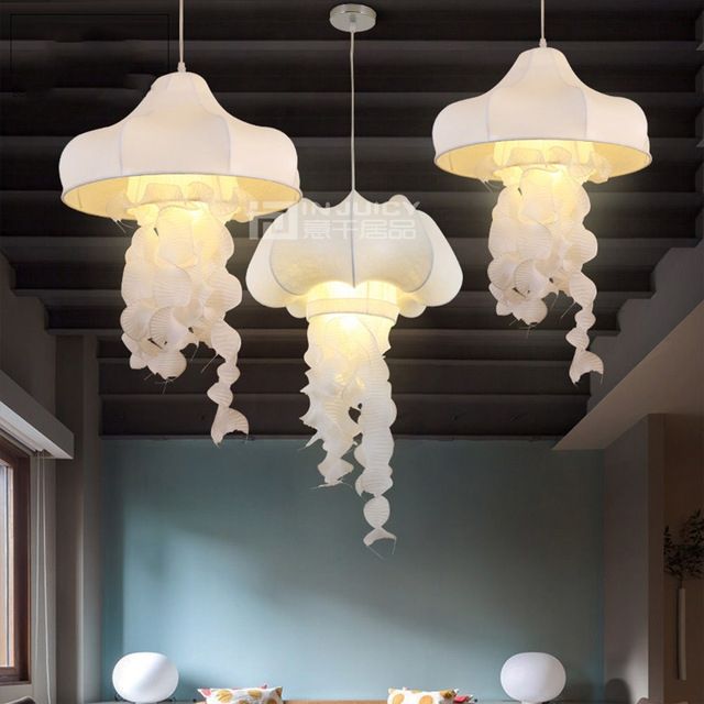 Amazing Popular Jellyfish Pendant Lights Regarding Aliexpress Buy Modern Silk Fabric Jellyfish Led Pendant Lamp (View 24 of 25)