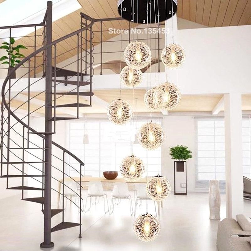 Amazing Widely Used Stairwell Lighting Pendants Throughout Online Get Cheap Glass Steel Stair Aliexpress Alibaba Group (View 11 of 25)