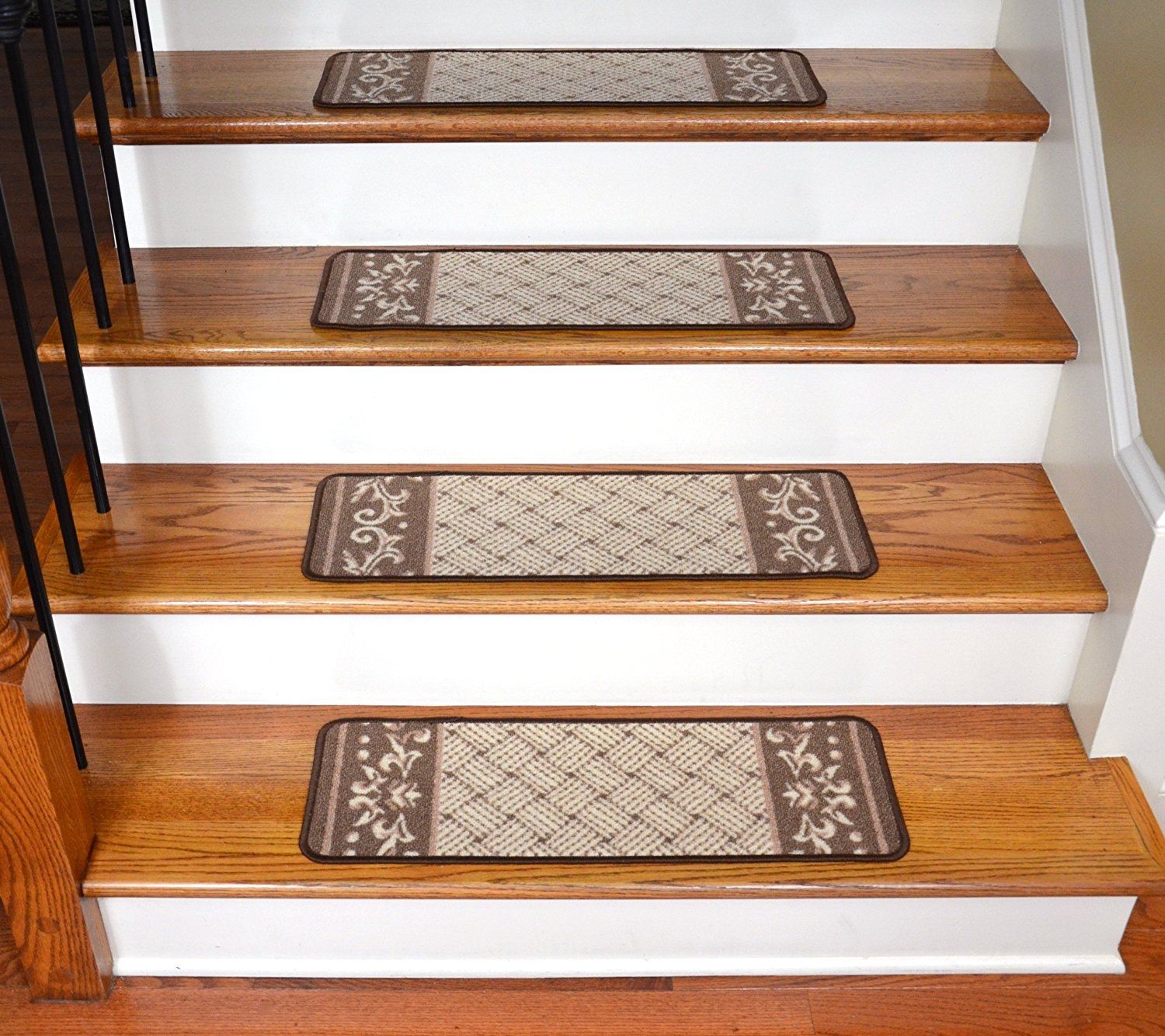 Amazon Carpet Stair Treads Caramel Scroll Border In 8 Inch Stair Tread Rugs (View 10 of 15)