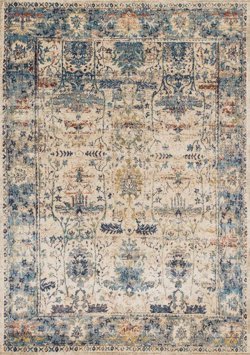Anastasia Sand Light Blue Rug 4 X 6 Intended For Light Blue And Cream Rugs (Photo 2 of 15)