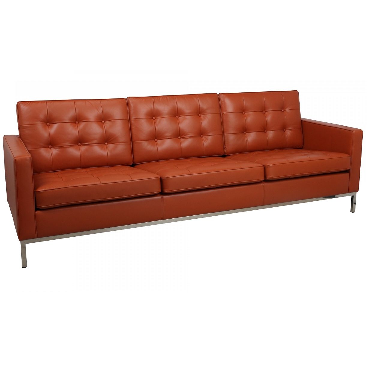 Aniline Leather Florence Knoll 3 Seat Sofa Next Day Delivery Regarding Florence Leather Sofas (View 1 of 15)