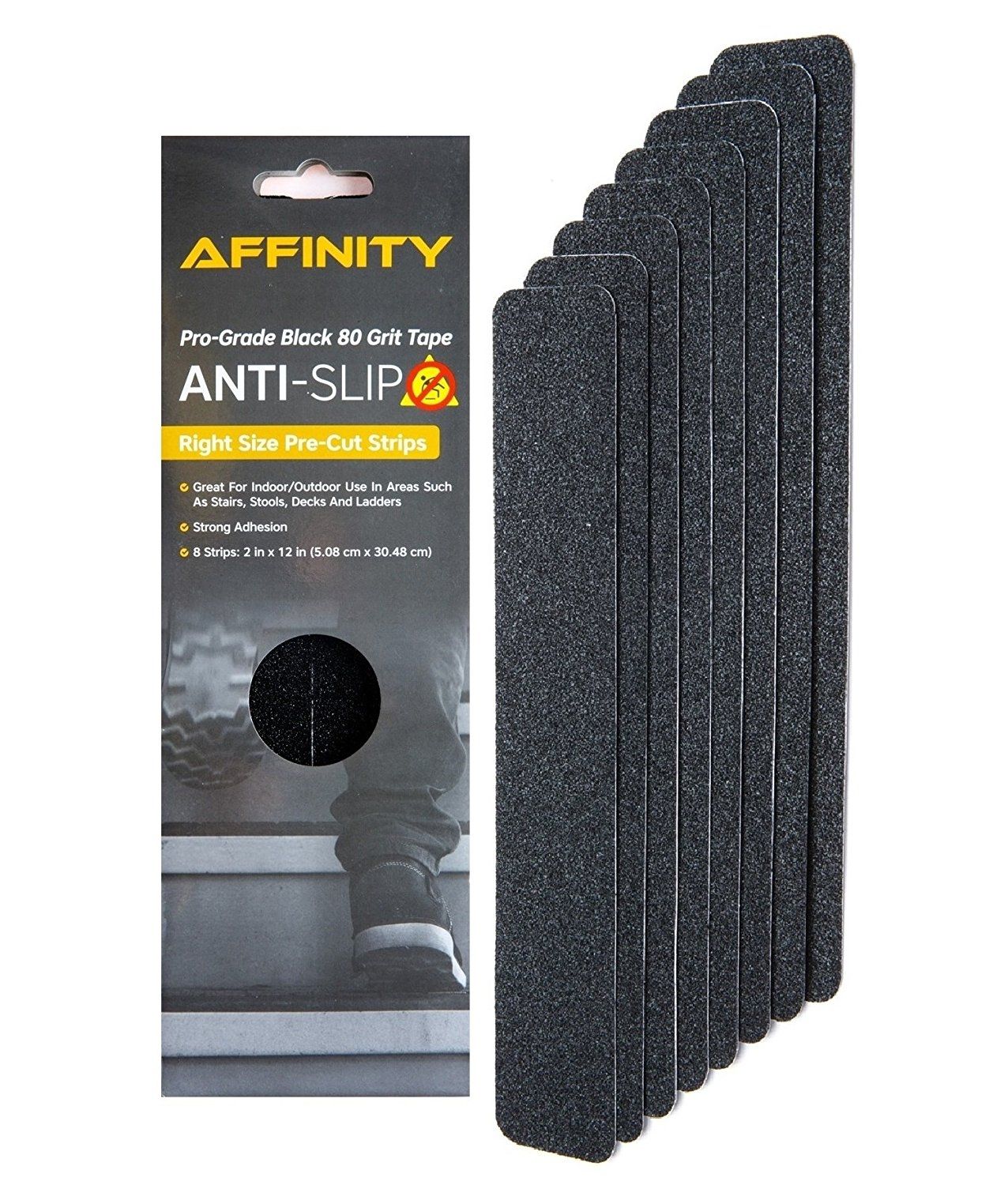 Anti Slip Tape Premium 8 Pre Cut Strips Black 80 Grit Slip In Traction Pads For Stairs (View 15 of 15)