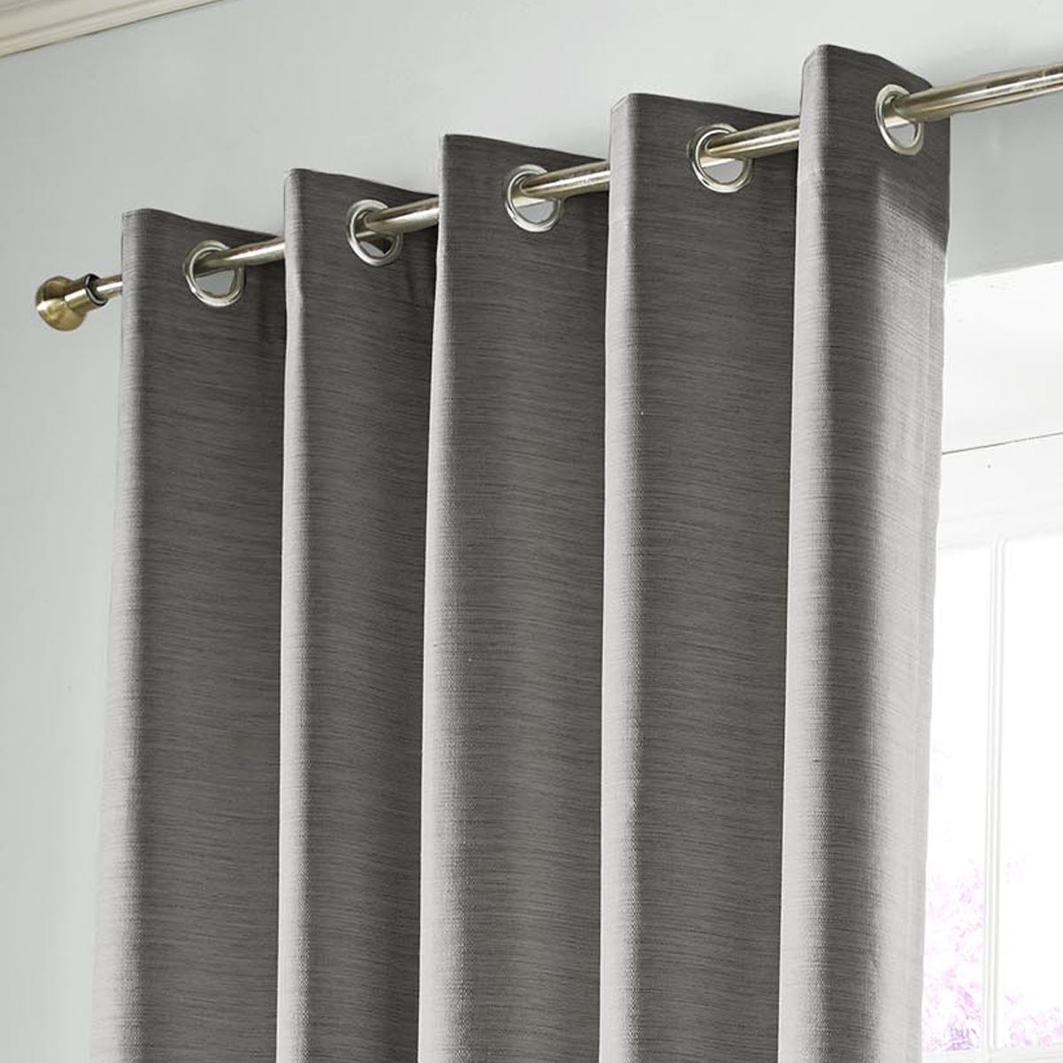 Ashley Wilde Monaco Dove Blackout Woven Eyelet Curtains Dove Mill Intended For Grey Eyelet Curtains (View 19 of 25)
