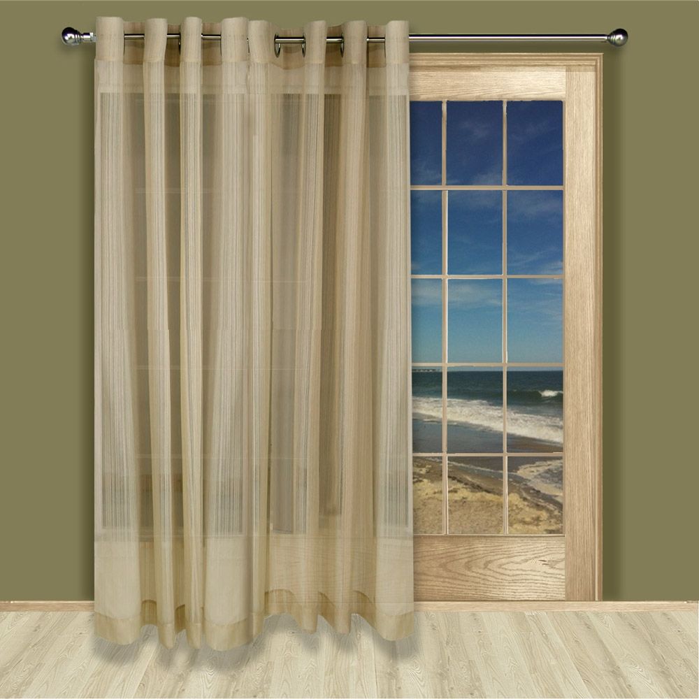 Atlantic Stripe Grommet Top Sheer Patio Curtain Panel Regarding Sheer Grommet Curtain Panels (View 5 of 25)