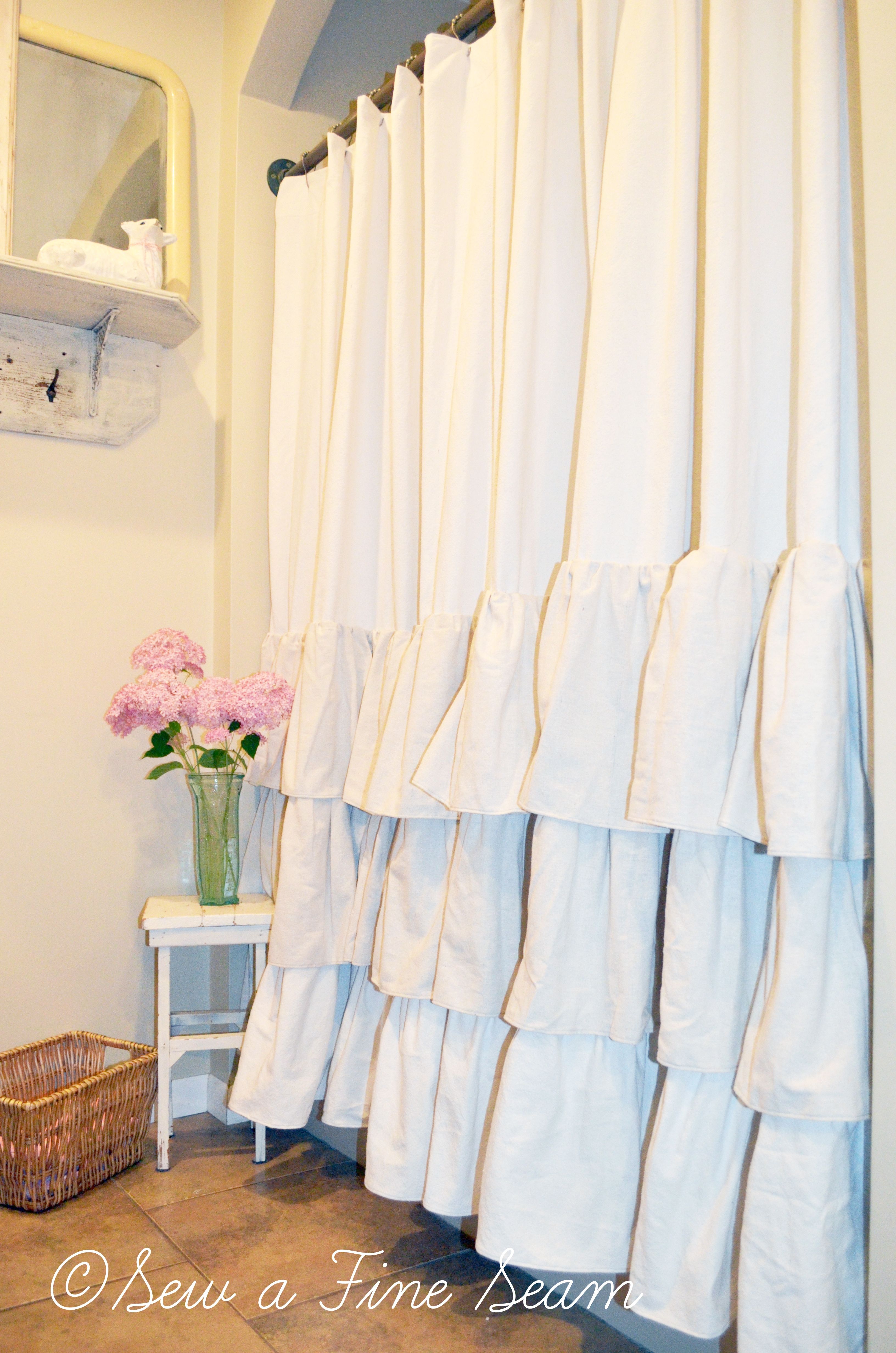 Beautiful White Ruffle Shower Curtain Selahjameshandmade On Inside White Ruffle Curtains (View 21 of 25)