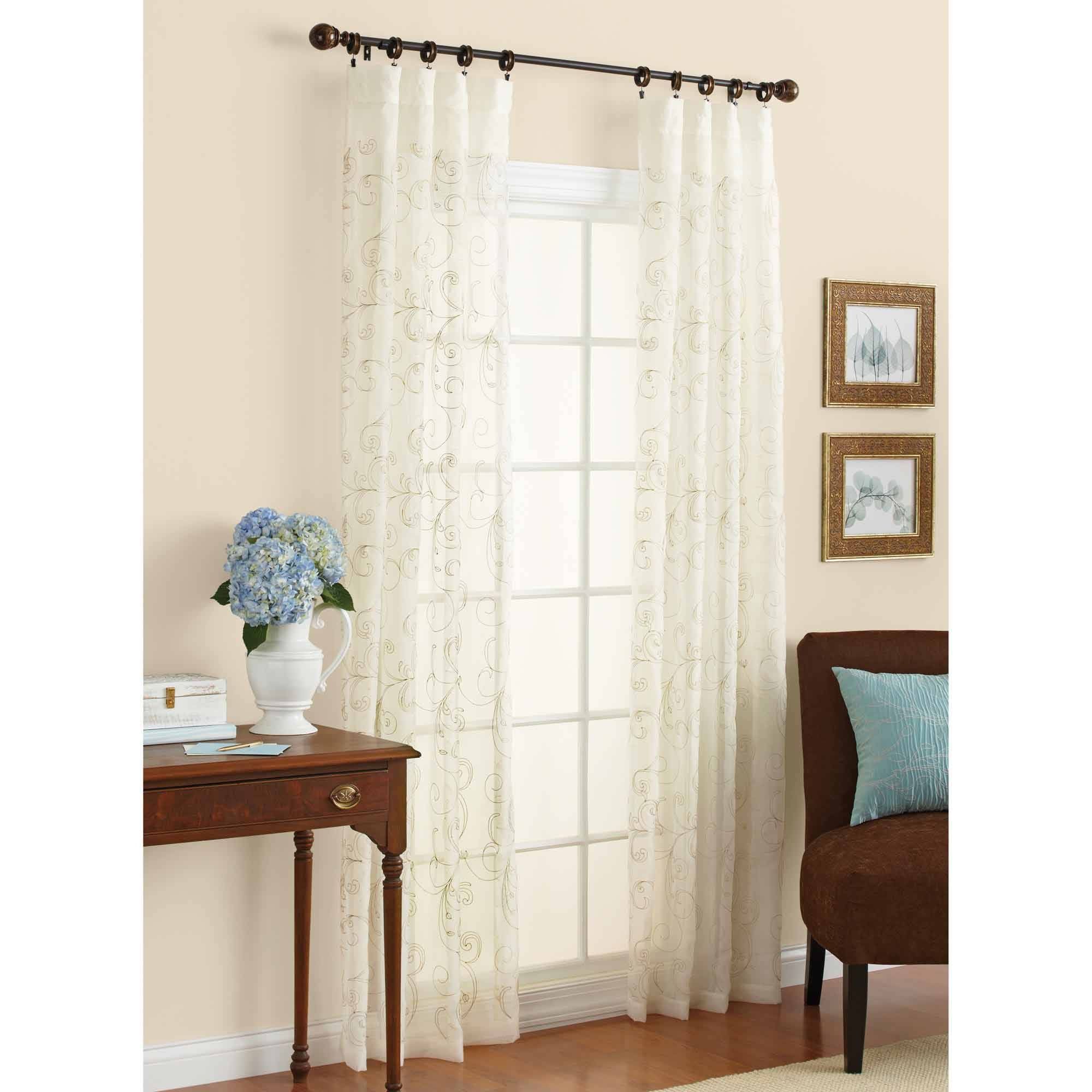 Better Homes And Gardens Embroidered Sheer Curtain Panel Walmart With Regard To Curtains Sheers (View 16 of 25)