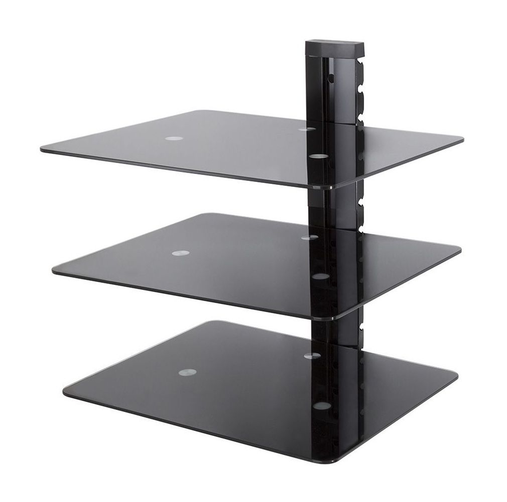 Black Glass Wall Shelves Uk Contemporary Free Standing Wall Regarding Free Standing Glass Shelves (Photo 7 of 15)