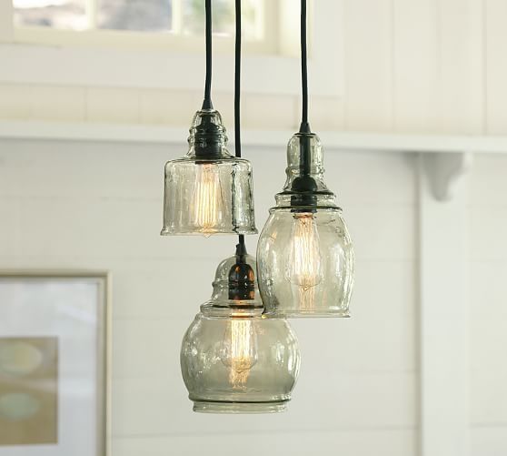 Brilliant Favorite Paxton Glass Pendants Pertaining To Paxton Glass 3 Light Pendant Pottery Barn (View 3 of 25)
