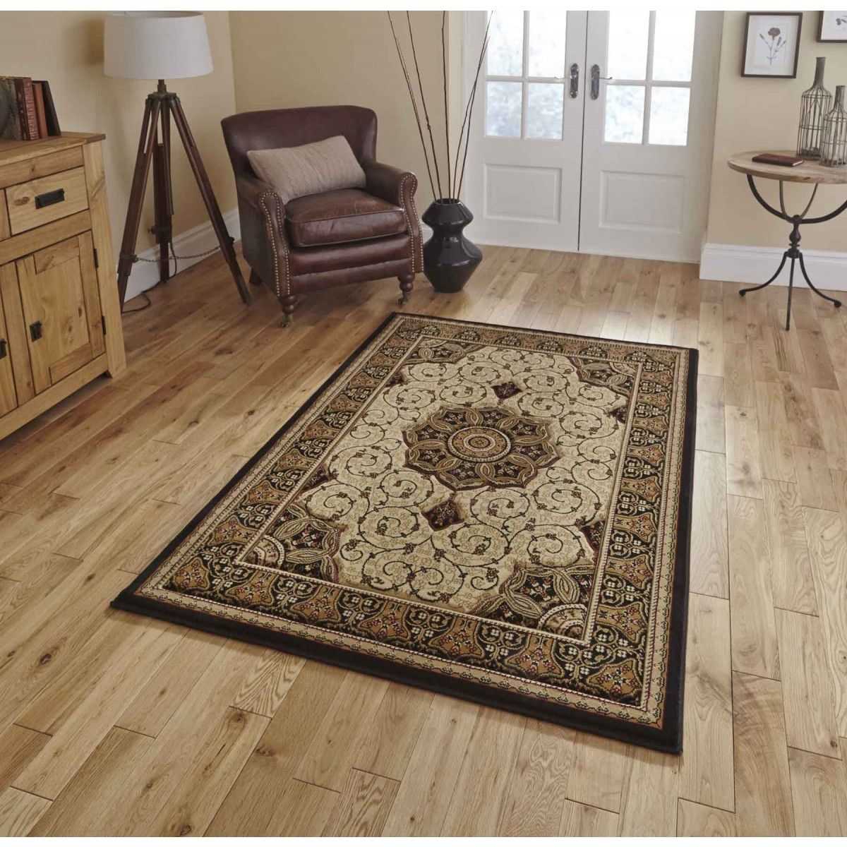 Buy Heritage 4400 Black Cream Traditional Rug Therugshopuk Intended For Cream And Black Carpets (Photo 13 of 15)